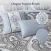 Madison Park Jacquard Damask Blue Queen Comforter Set w/Bedskirt, 8pc(Blue)