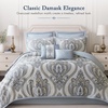 Madison Park Jacquard Damask Blue Queen Comforter Set w/Bedskirt, 8pc(Blue)