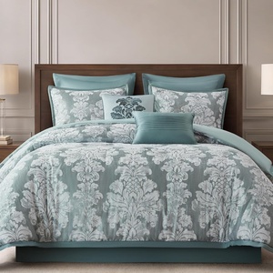 Madison Park Chenille Jacquard Damask Queen Comforter Set Teal, 8pc(Teal)