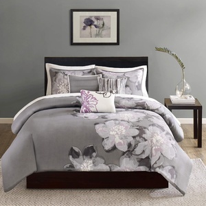 Madison Park Cotton Floral Duvet Cover Set, 3PC Full/Queen(Serena Grey)