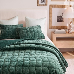 Madison Park Velvet Quilt Set, Water-Washed Softness, Full/Queen, Green(Green)