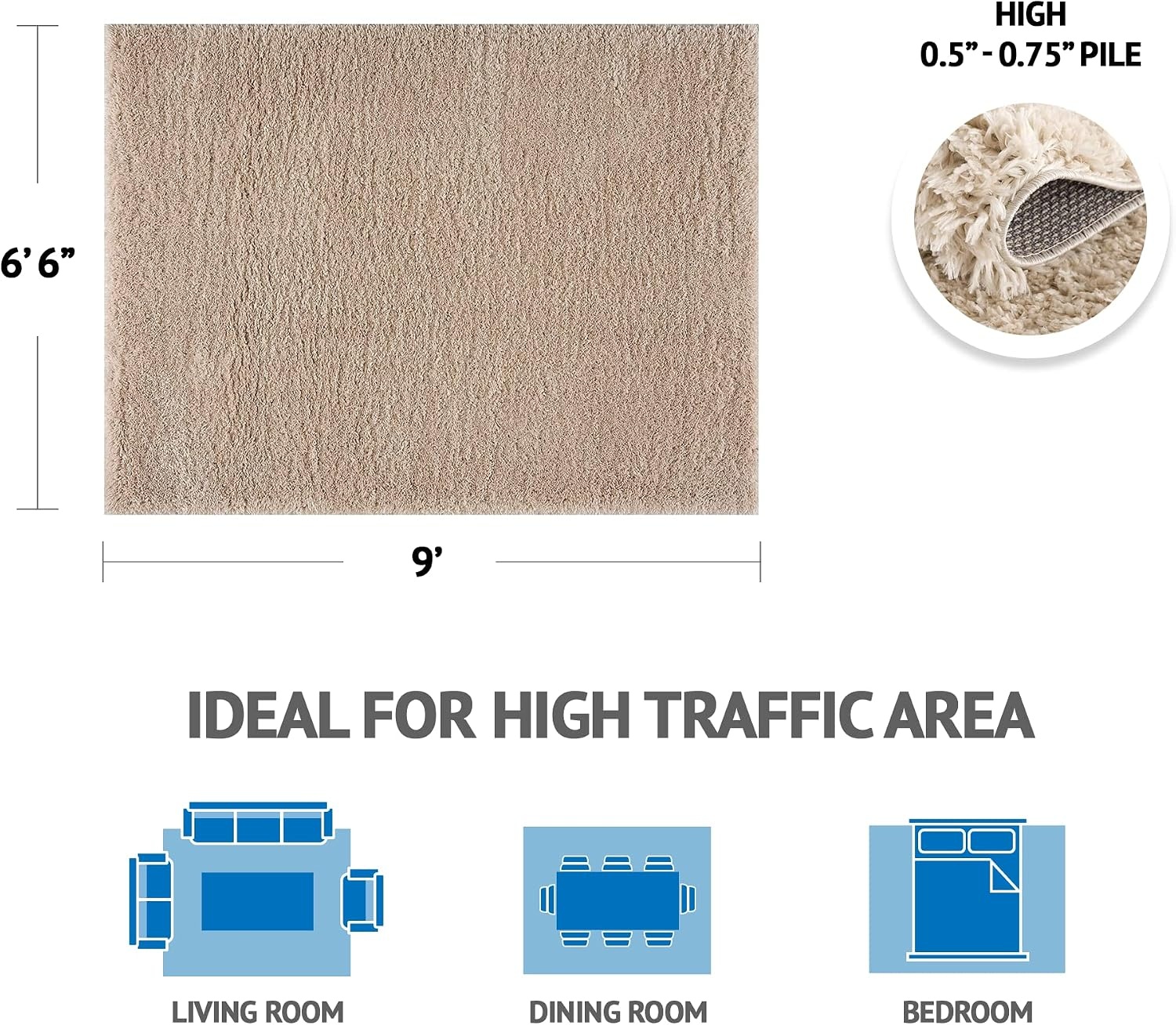 image:imageMadison Park Camdyn Woven Turkish Area Rugs for Living Room Indoor Dining Accent Modern Home Dcor Ultra Soft Floor Carpets for Bedroom 66x9 ft CreamCamdyn Cream