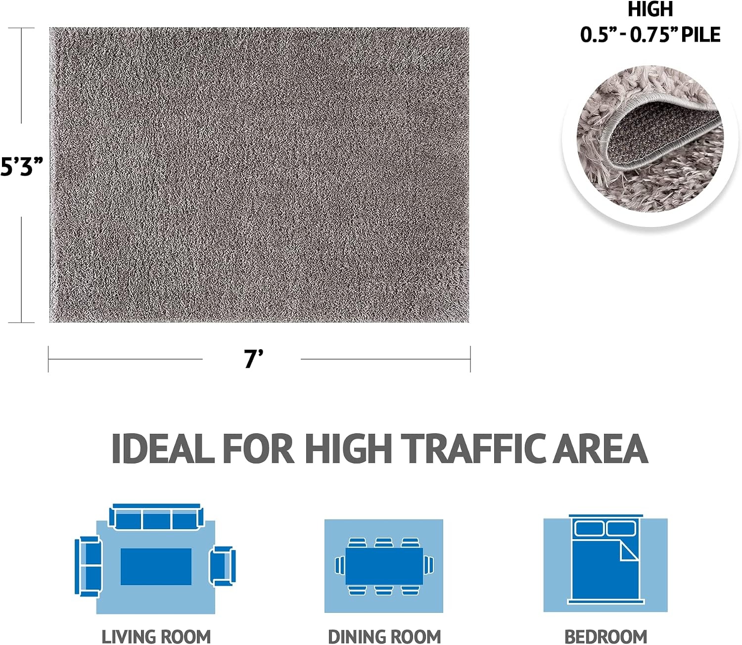 image:imageMadison Park Camdyn Woven Turkish Area Rugs for Living Room Indoor Dining Accent Modern Home Dcor Ultra Soft Floor Carpets for Bedroom 66x9 ft CreamCamdyn Grey