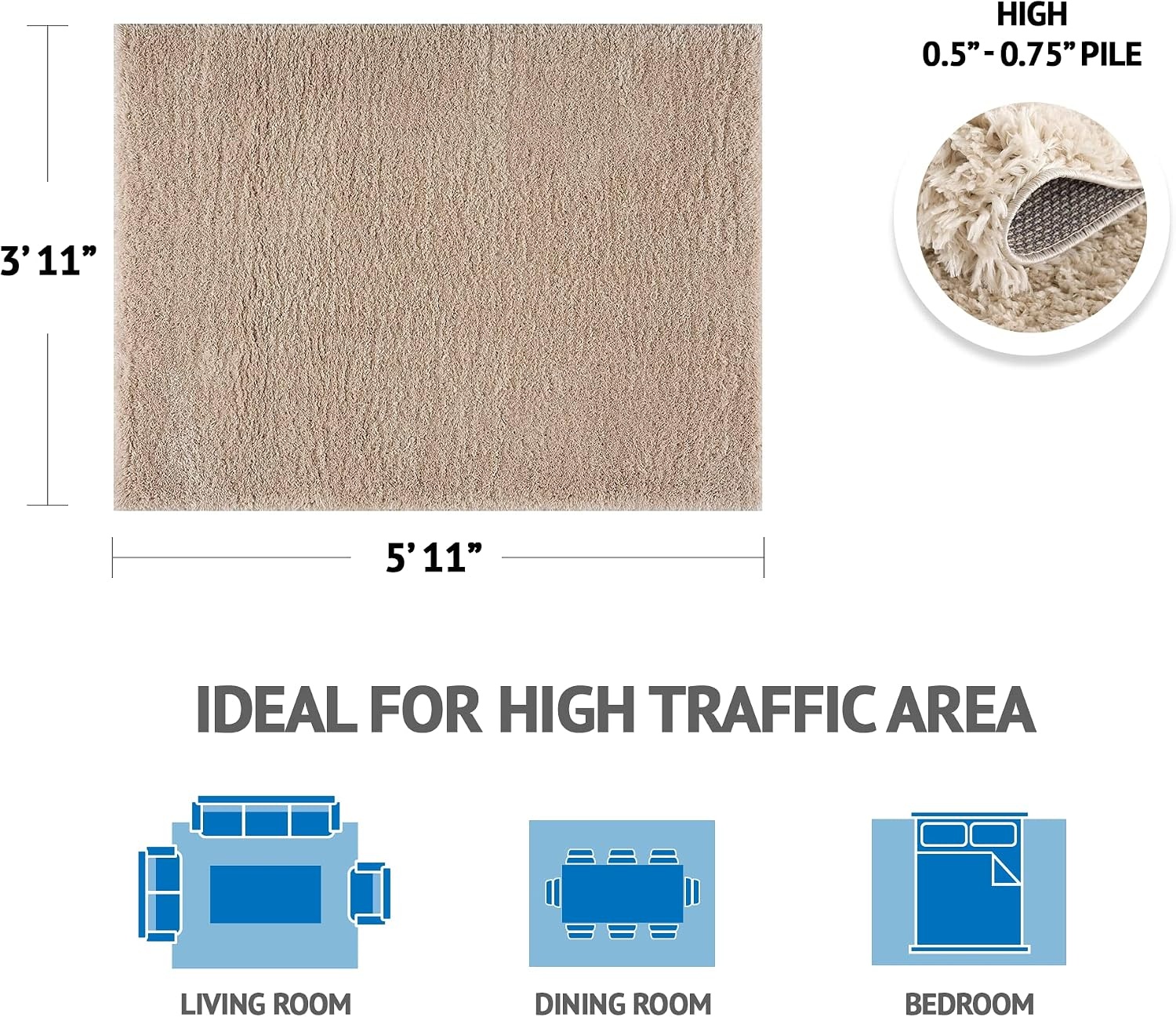 image:imageMadison Park Camdyn Woven Turkish Area Rugs for Living Room Indoor Dining Accent Modern Home Dcor Ultra Soft Floor Carpets for Bedroom 66x9 ft CreamCamdyn Cream