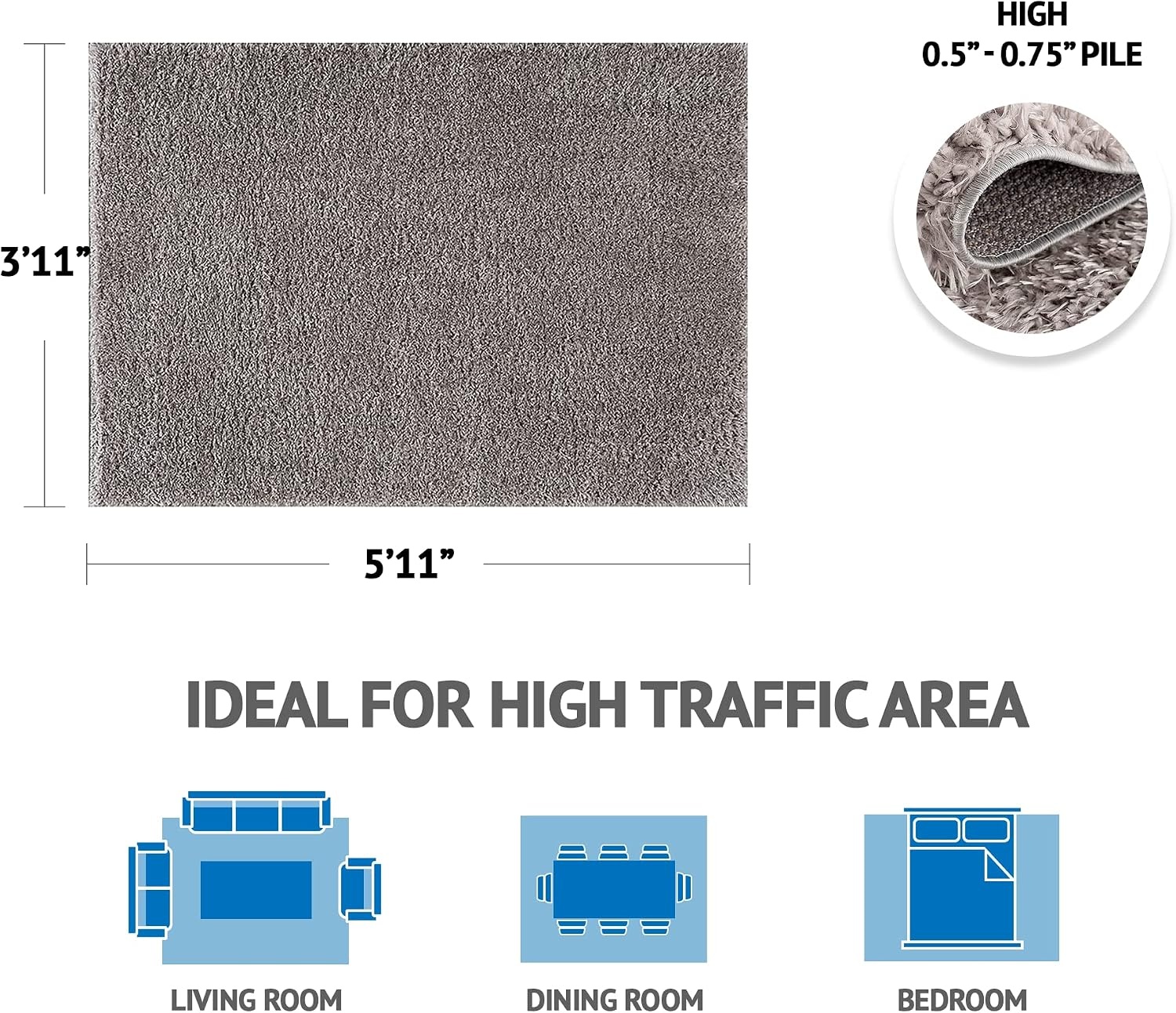 image:imageMadison Park Camdyn Woven Turkish Area Rugs for Living Room Indoor Dining Accent Modern Home Dcor Ultra Soft Floor Carpets for Bedroom 66x9 ft CreamCamdyn Grey