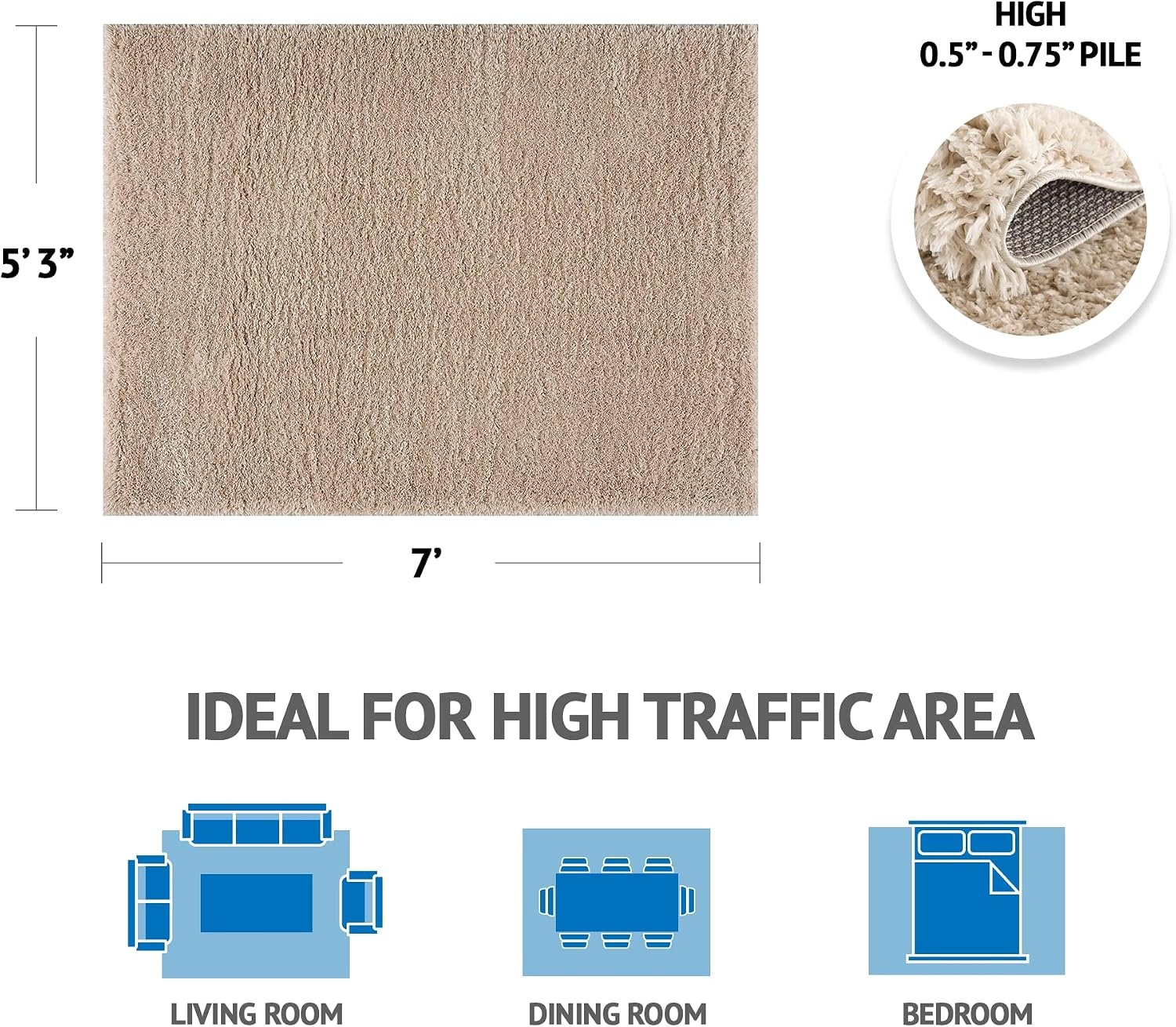 image:imageMadison Park Camdyn Woven Turkish Area Rugs for Living Room Indoor Dining Accent Modern Home Dcor Ultra Soft Floor Carpets for Bedroom 66x9 ft CreamCamdyn Cream
