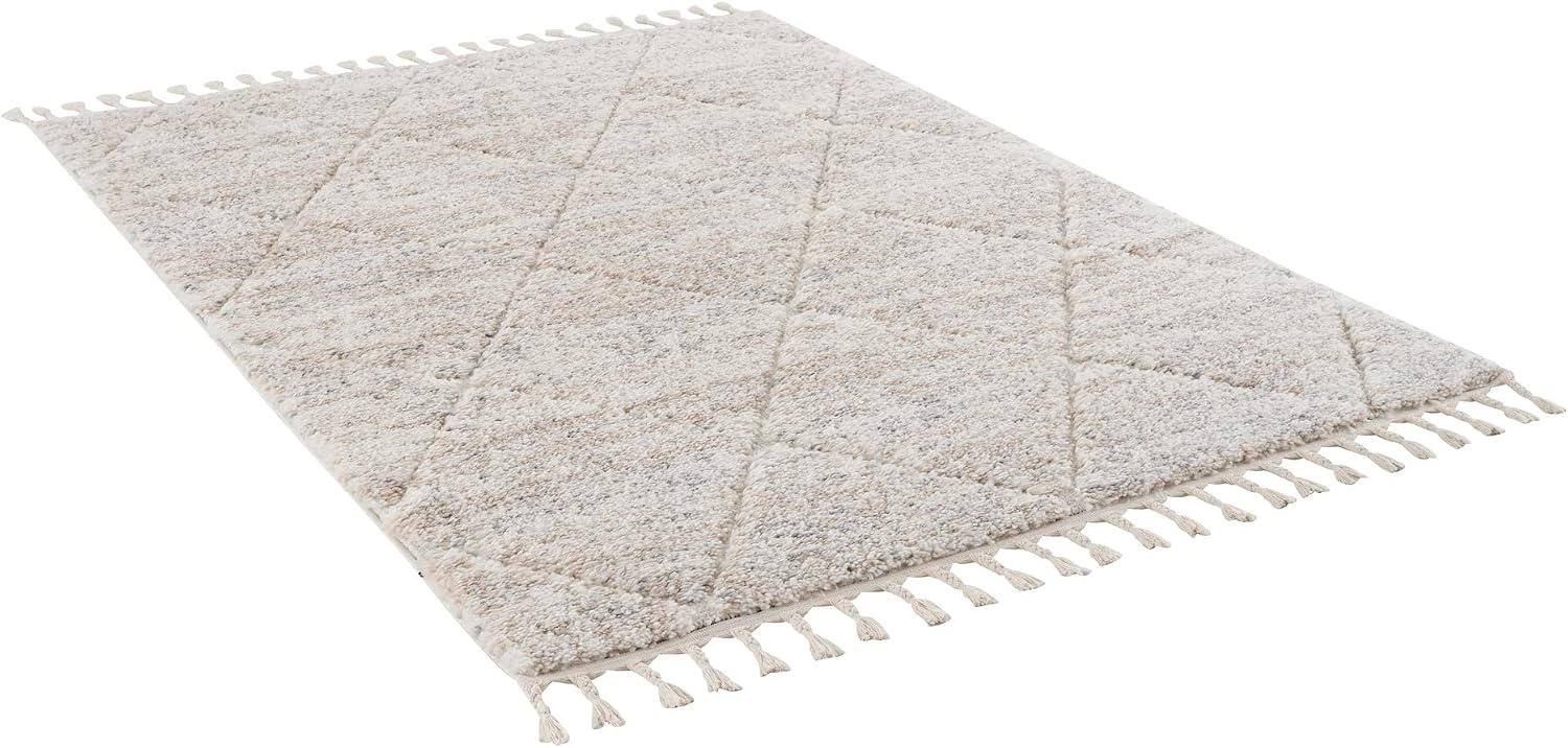 image:imageMadison Park Sophia Woven Turkish Area Rugs for Living Room Diamond Trellis with Tassel Indoor Dining Accent Modern Home Dcor Ultra Soft Floor High Pile Carpets for Dining Room 8 x 10 Cream