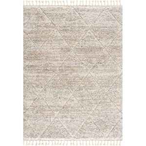 Madison Park Sophia Woven Turkish Area Rugs for Living Room, Diamond Trellis with Tassel, Indoor Dining Accent Modern Home Décor, Ultra Soft Floor High Pile Carpets for Dining Room, 8′ x 10′ Cream