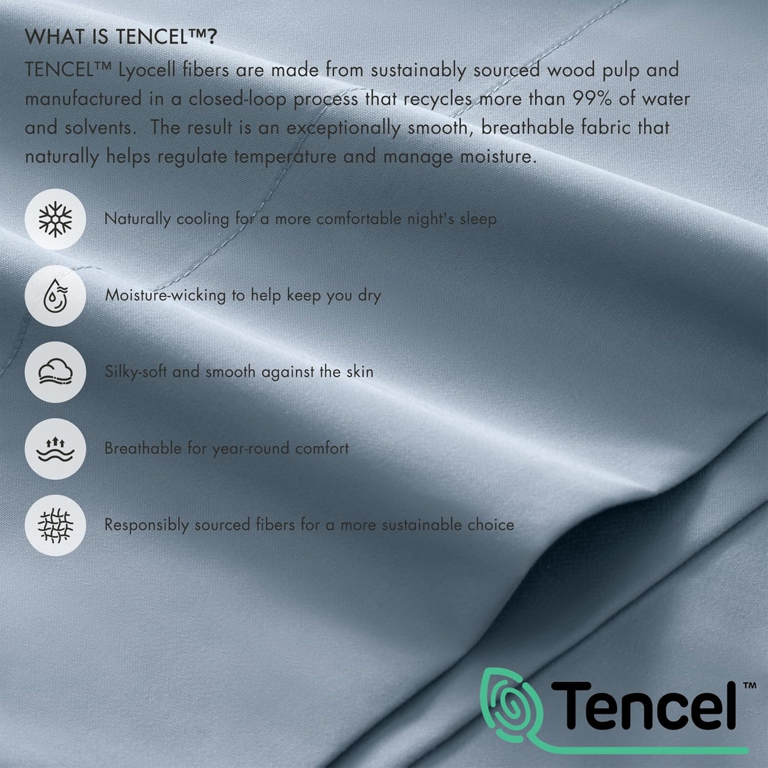 image:imageMadison Park Tencel Lyocell Cotton Blend Sheet Set Queen Size Harbor MistBlue Fog