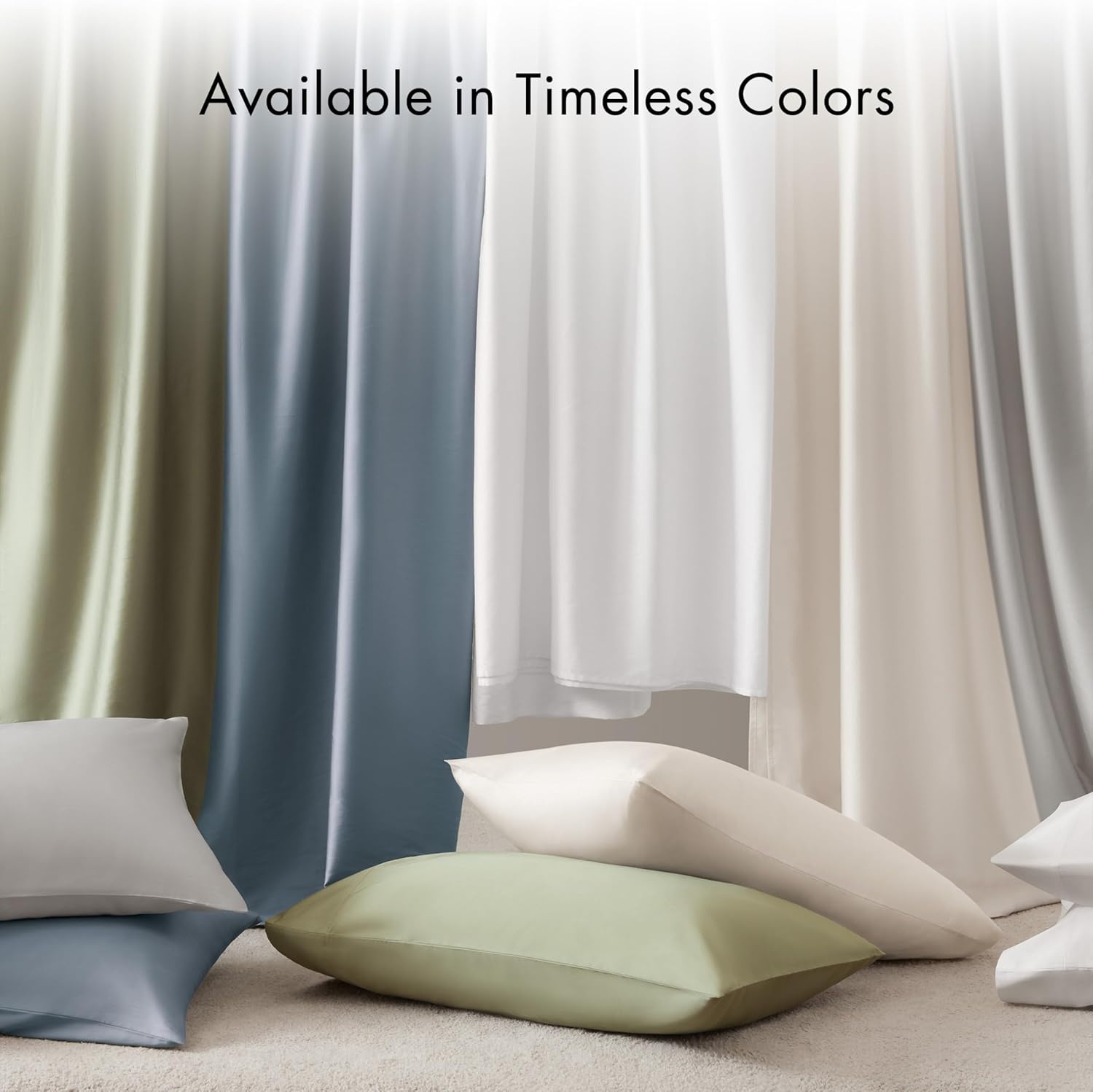 image:imageMadison Park Tencel Lyocell Cotton Blend Sheet Set Queen Size Harbor MistBright White
