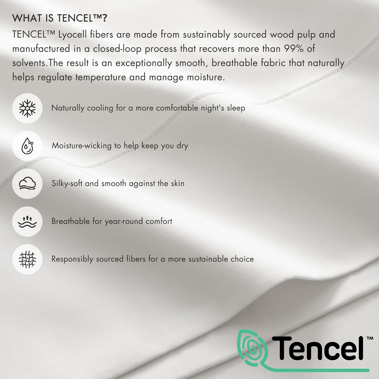 image:imageMadison Park Tencel Lyocell Cotton Blend Sheet Set Queen Size Harbor MistBright White
