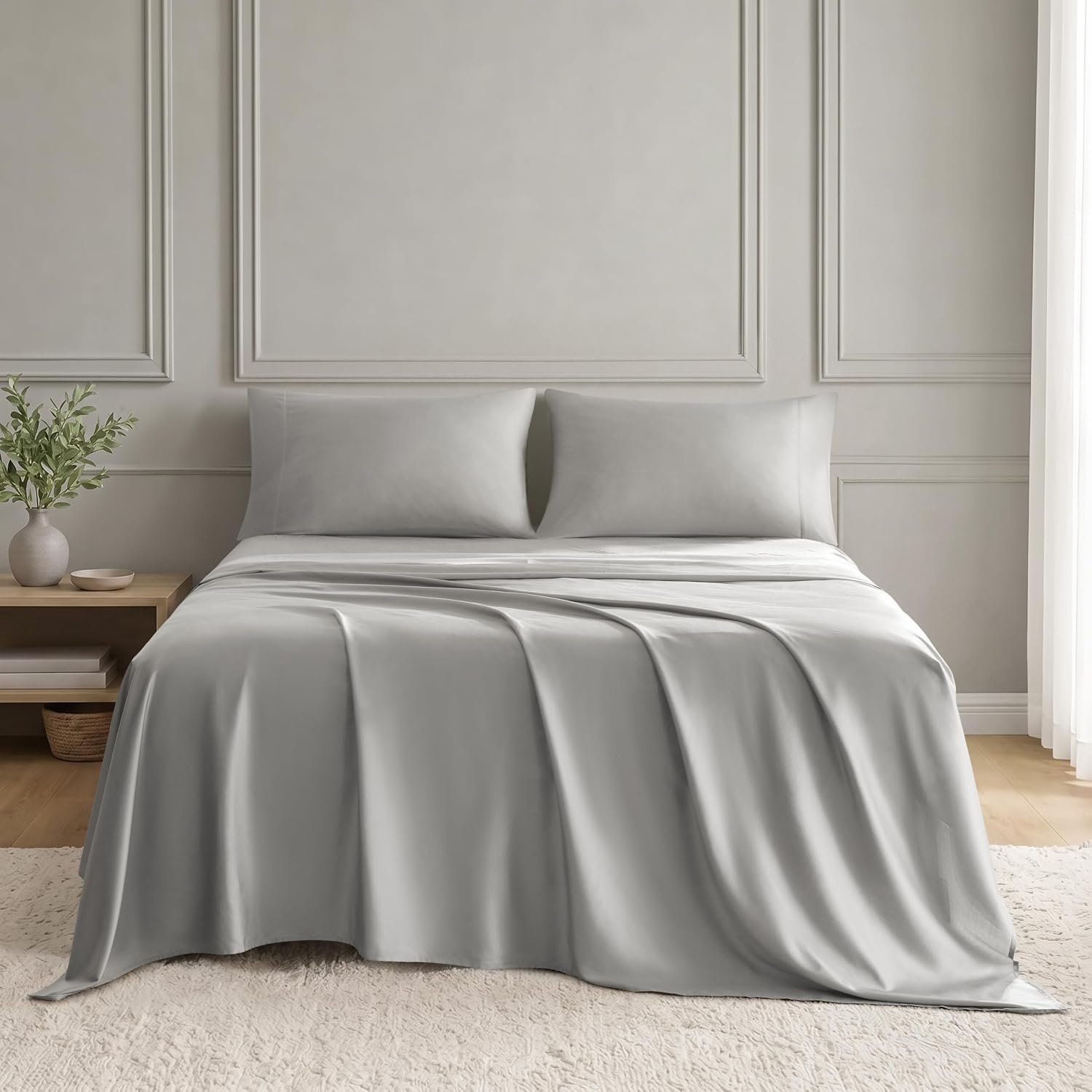 image:imageMadison Park Tencel Lyocell Cotton Blend Sheet Set Queen Size Harbor MistHarbor Mist