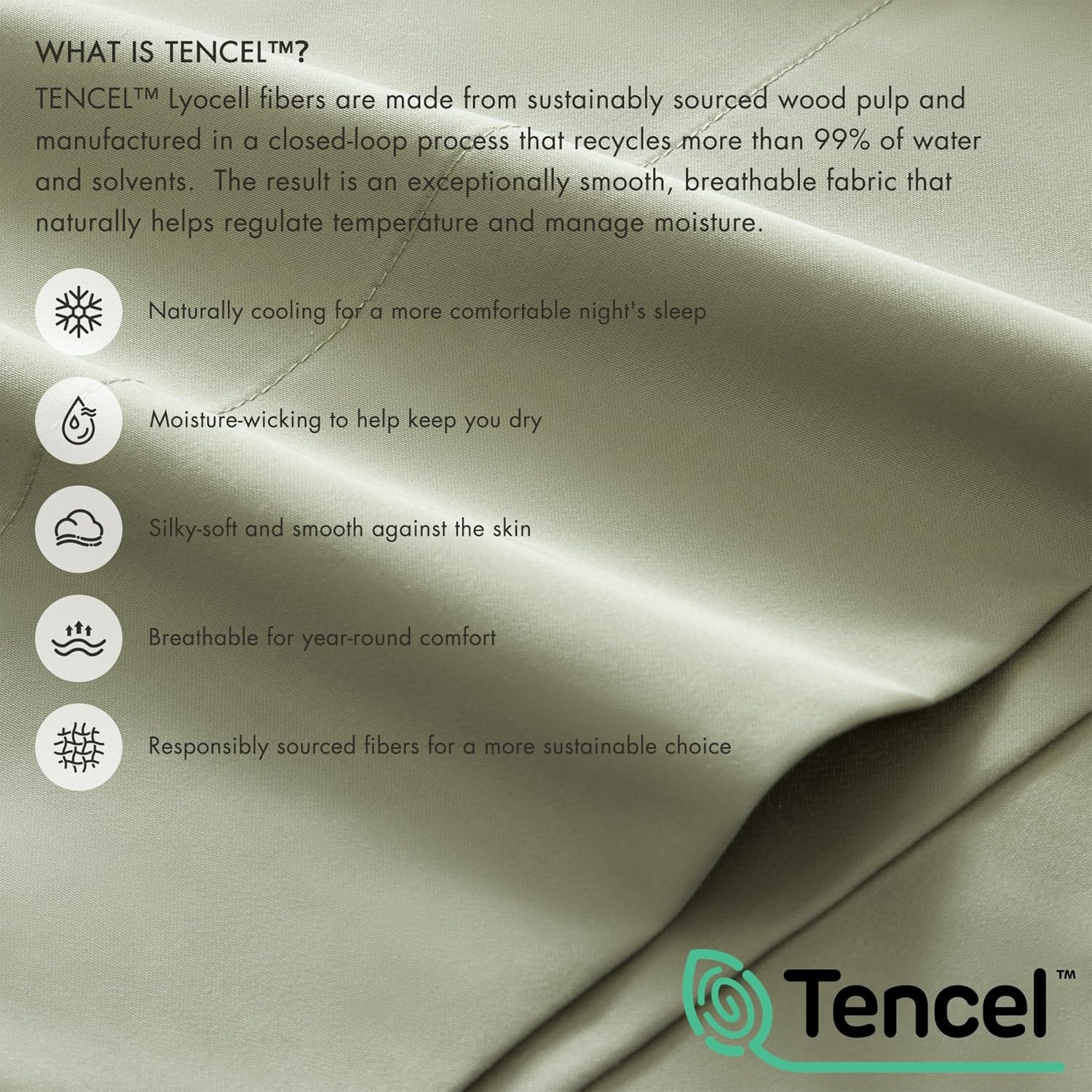 image:imageMadison Park Tencel Lyocell Cotton Blend Sheet Set Queen Size Harbor MistSeagrass
