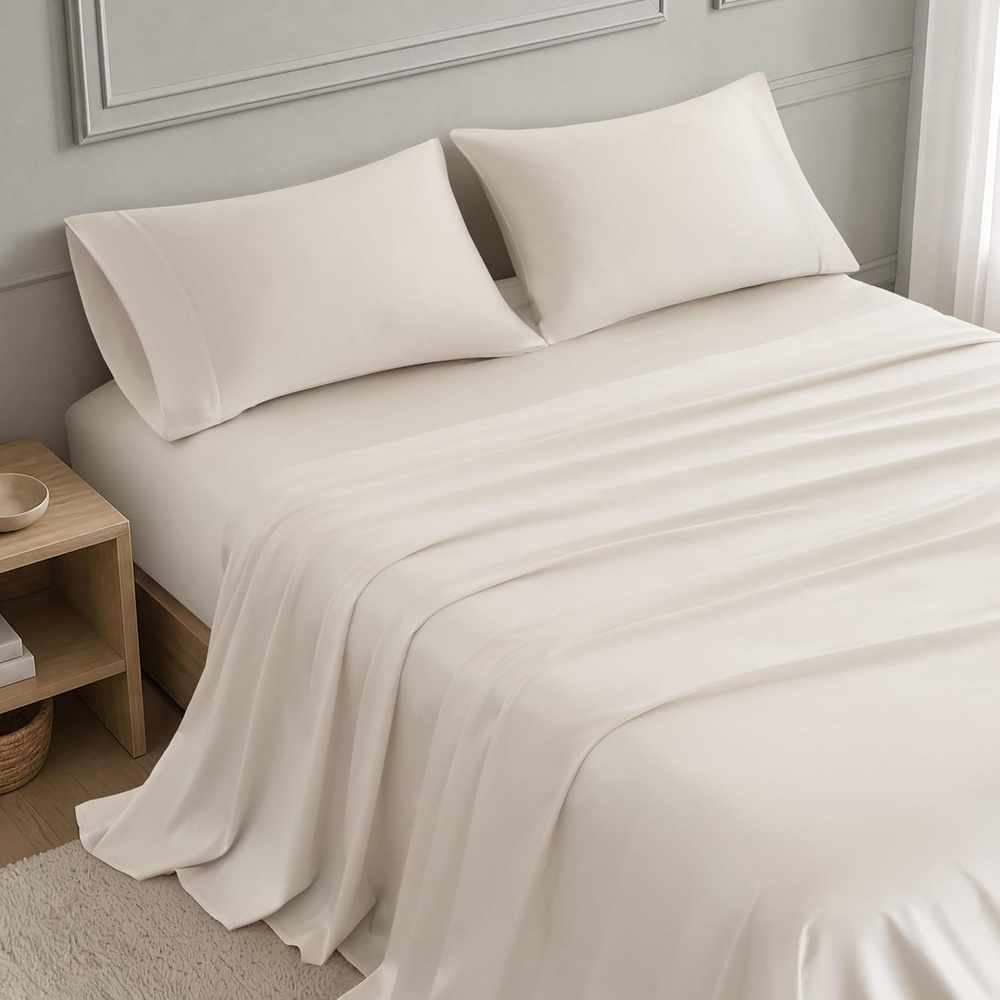 image:imageMadison Park Tencel Lyocell Cotton Blend Sheet Set Queen Size Harbor MistTofu