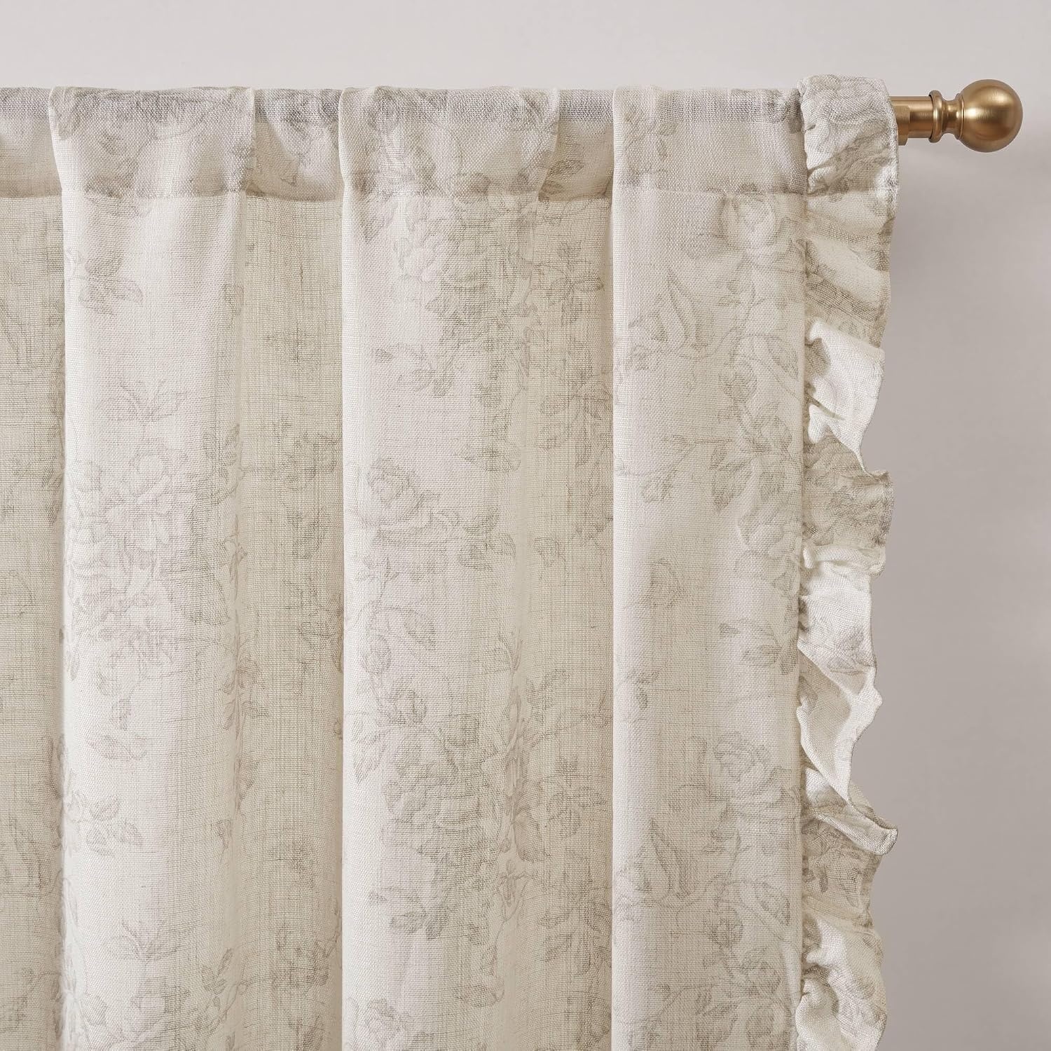 image:imageMadison Park Floral Ruffle Curtain 42 W x 84 L Blue 2 Panel SetNeutral