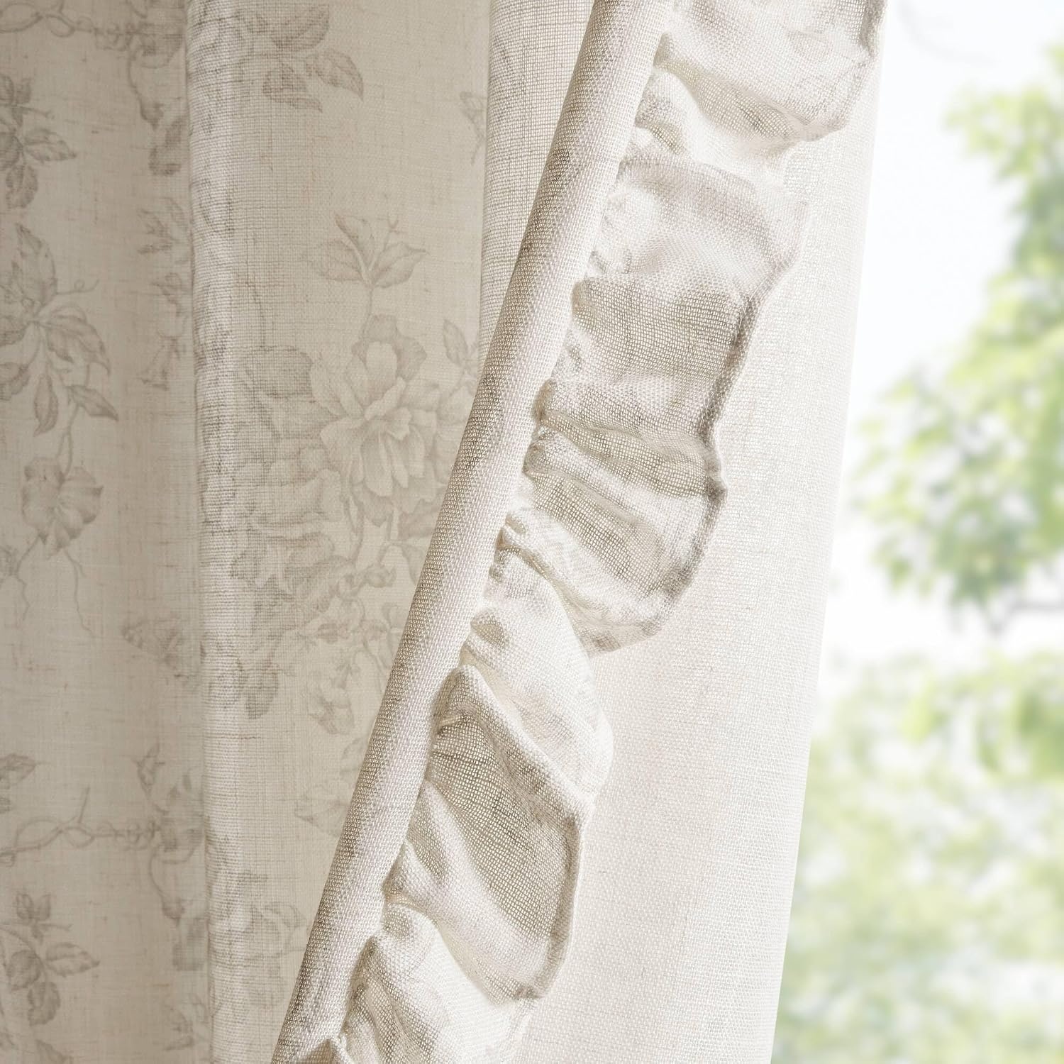image:imageMadison Park Floral Ruffle Curtain 42 W x 84 L Blue 2 Panel SetNeutral