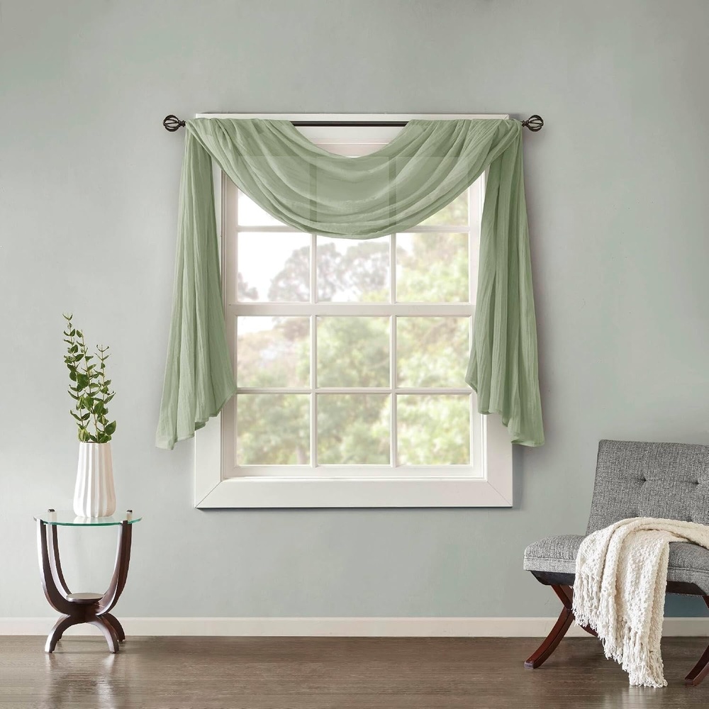 image:imageMadison Park Sheer Scarf for Living Room Lightweight 42x144 SageSage