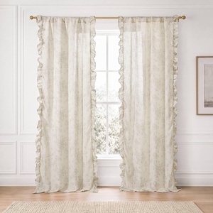 Madison Park Floral Ruffle Curtain, 42″ W x 84″ L, Blue, 2 Panel Set(Neutral)