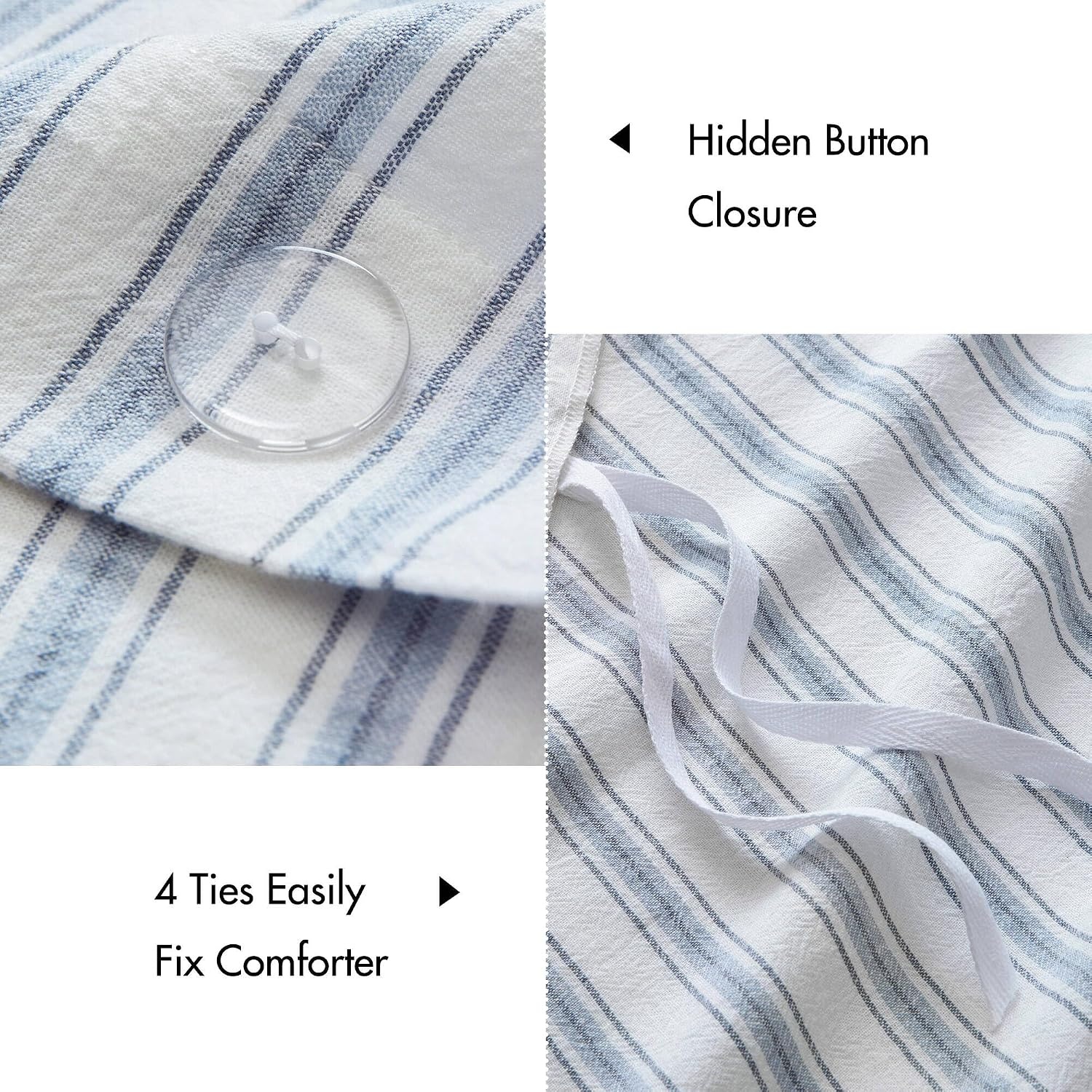 image:imageMadison Park Sage Green Striped Duvet Cover Set Queen Linen Cotton RayonBlue