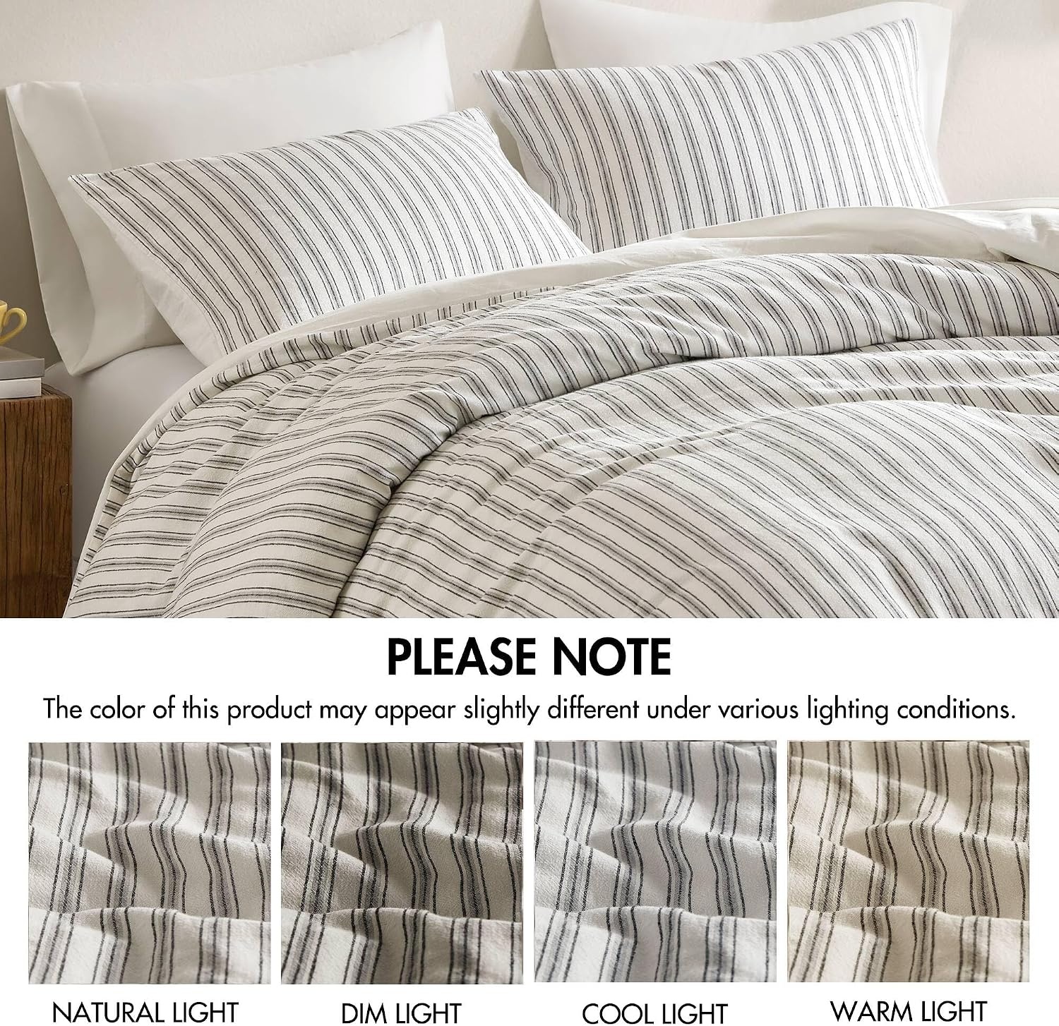 image:imageMadison Park Sage Green Striped Duvet Cover Set Queen Linen Cotton RayonGrey
