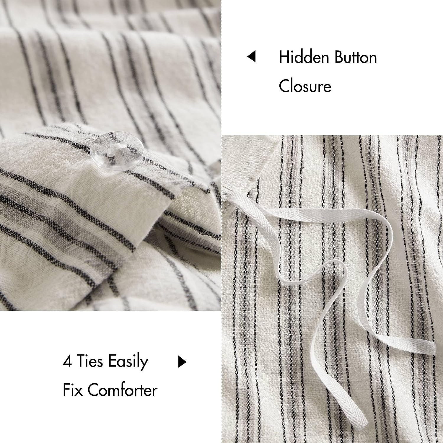 image:imageMadison Park Sage Green Striped Duvet Cover Set Queen Linen Cotton RayonGrey