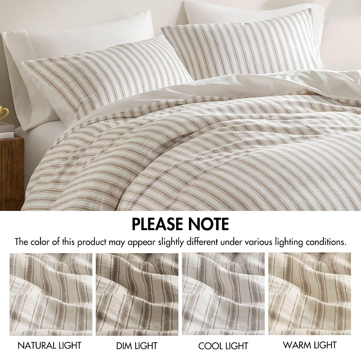 image:imageMadison Park Sage Green Striped Duvet Cover Set Queen Linen Cotton RayonTan