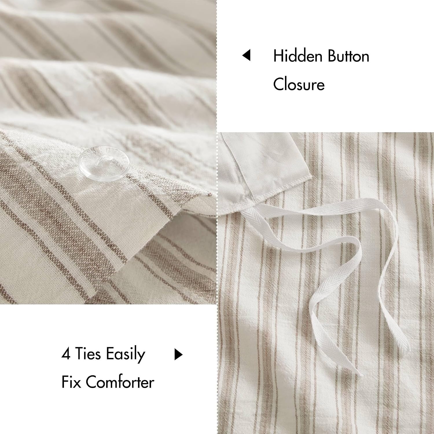image:imageMadison Park Sage Green Striped Duvet Cover Set Queen Linen Cotton RayonTan