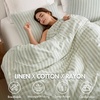 Madison Park Sage Green Striped Duvet Cover Set Queen, Linen Cotton Rayon(Sage Green)