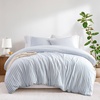 Madison Park Sage Green Striped Duvet Cover Set Queen, Linen Cotton Rayon(Blue)