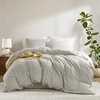 Madison Park Sage Green Striped Duvet Cover Set Queen, Linen Cotton Rayon(Grey)