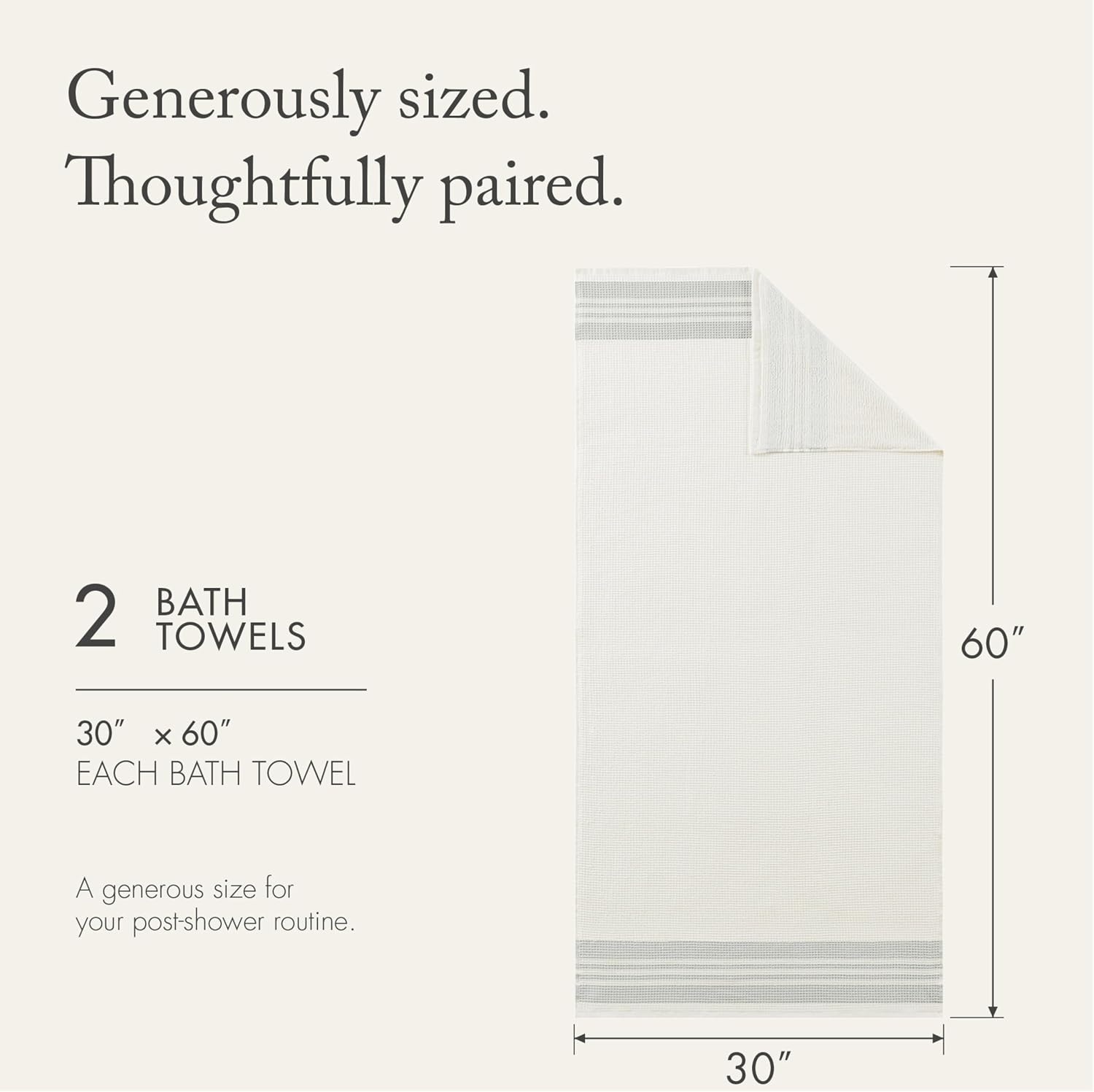 image:imageMadison Park Millstreet Waffle Weave Bath Towel Set of 2 30 x 60 Gray