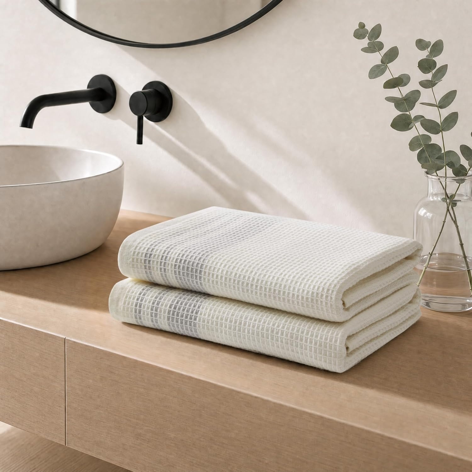image:imageMadison Park Millstreet Waffle Weave Hand Towel Set of 2 20 x 30 Gray