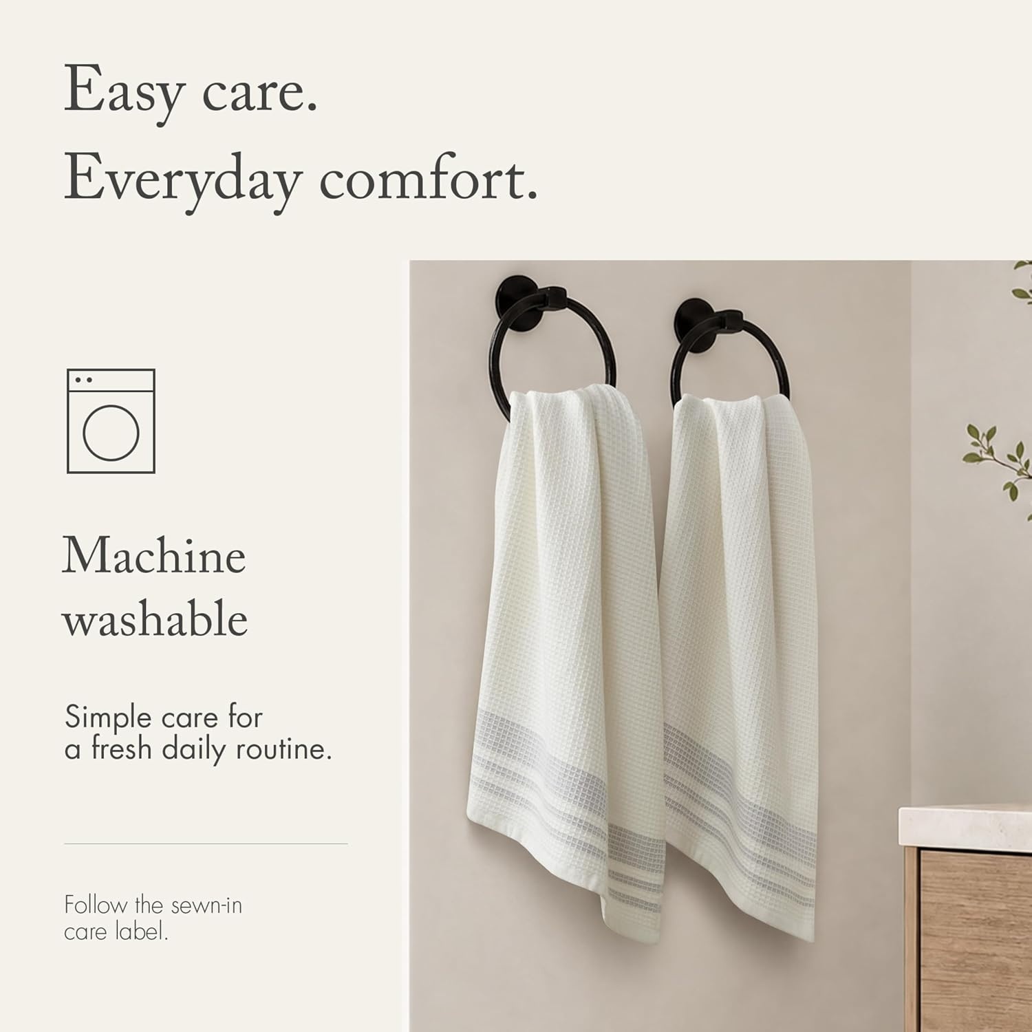 image:imageMadison Park Millstreet Waffle Weave Hand Towel Set of 2 20 x 30 Gray