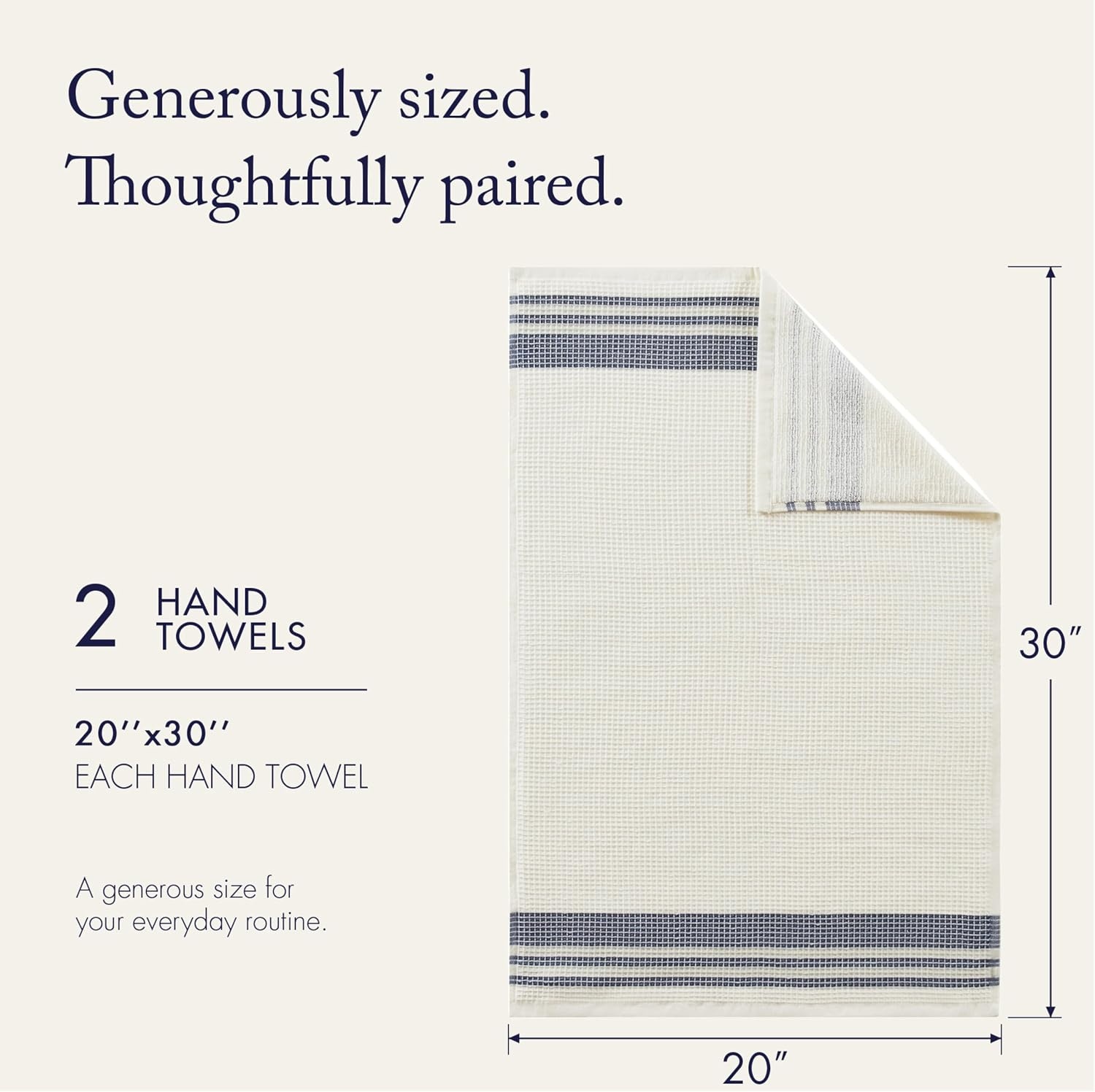 image:imageMadison Park Millstreet Waffle Weave Hand Towel Set of 2 20 x 30 Navy