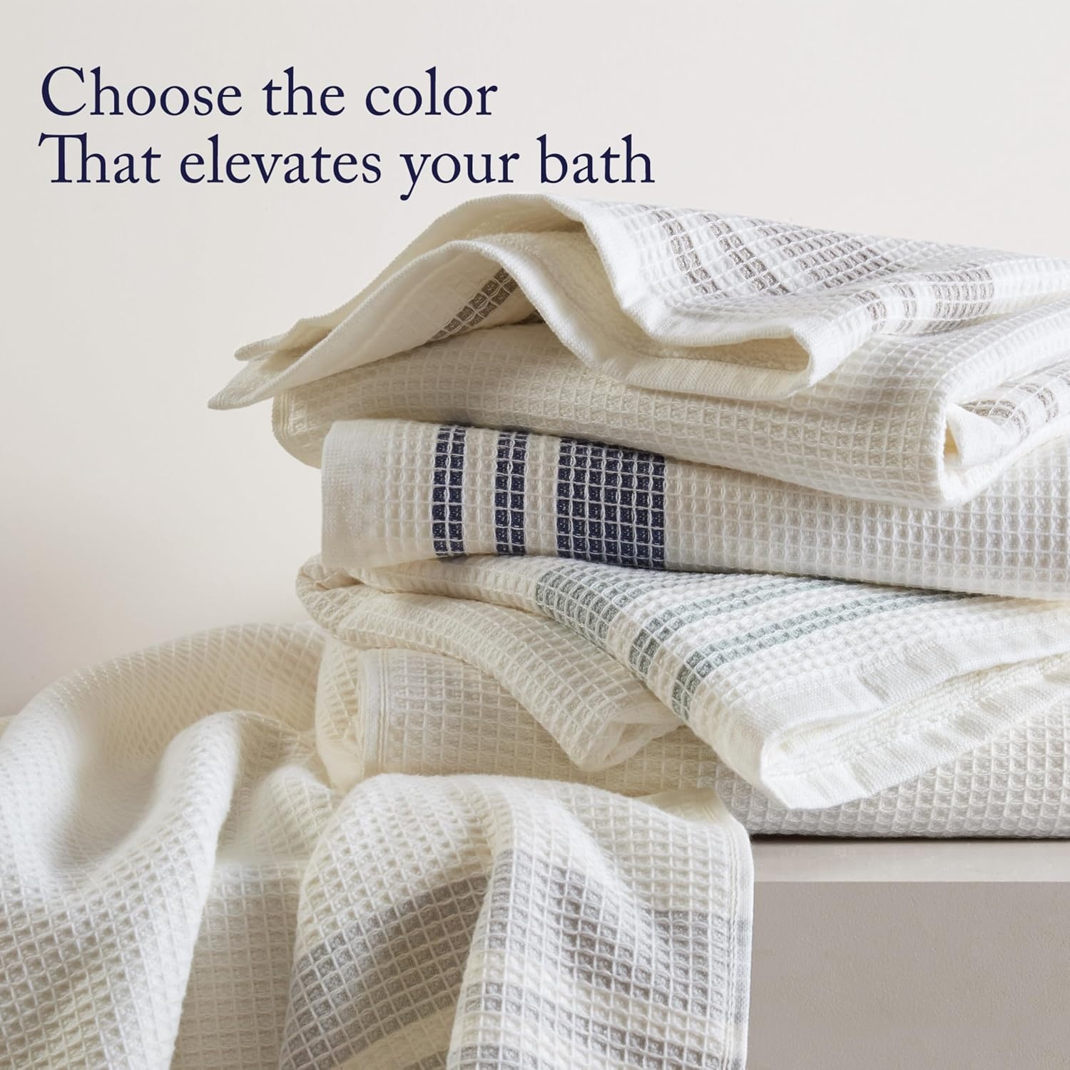 image:imageMadison Park Millstreet Waffle Weave Hand Towel Set of 2 20 x 30 Navy
