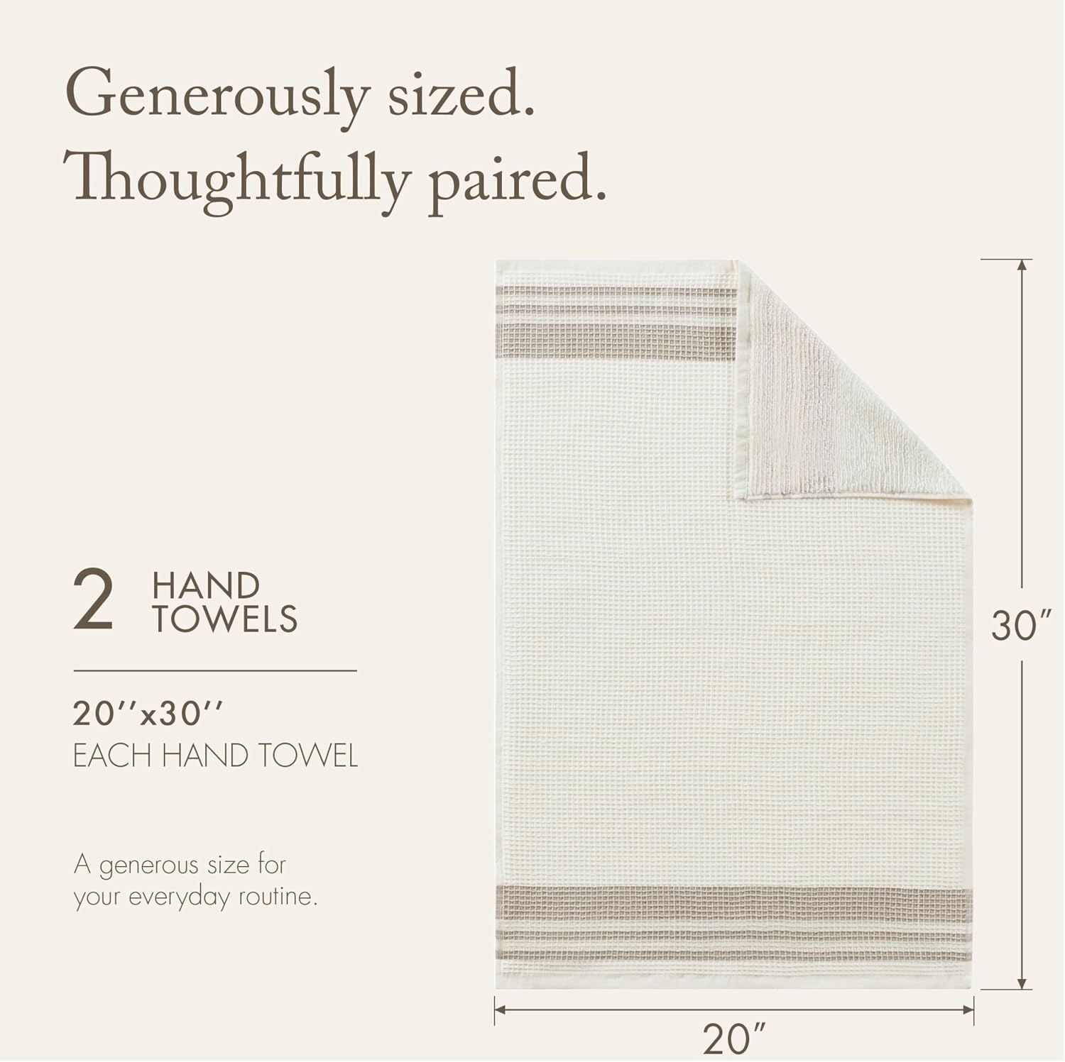 image:imageMadison Park Millstreet Waffle Weave Hand Towel Set of 2 20 x 30 Taupe