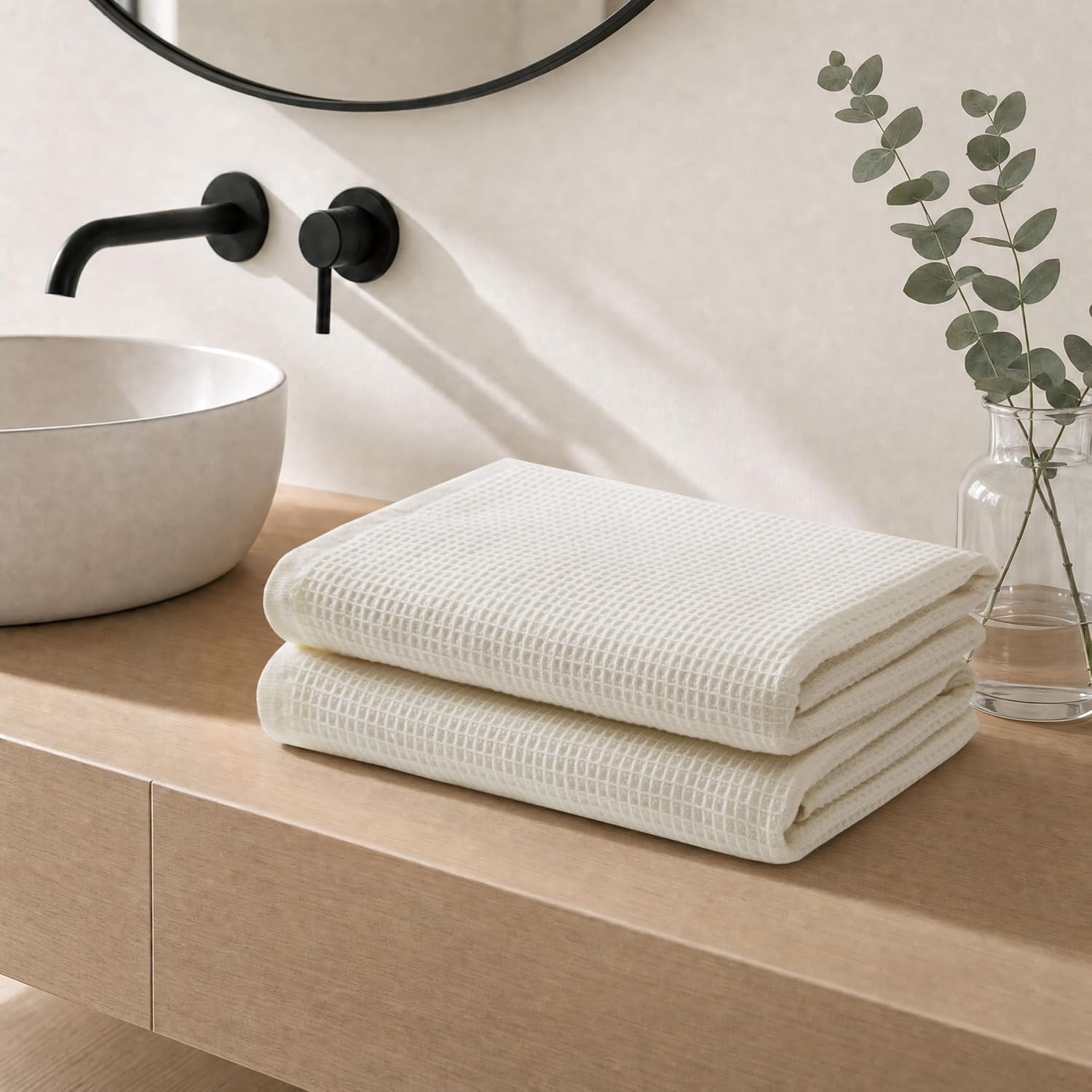 image:imageMadison Park Millstreet Waffle Weave Hand Towel Set of 2 20 x 30 White