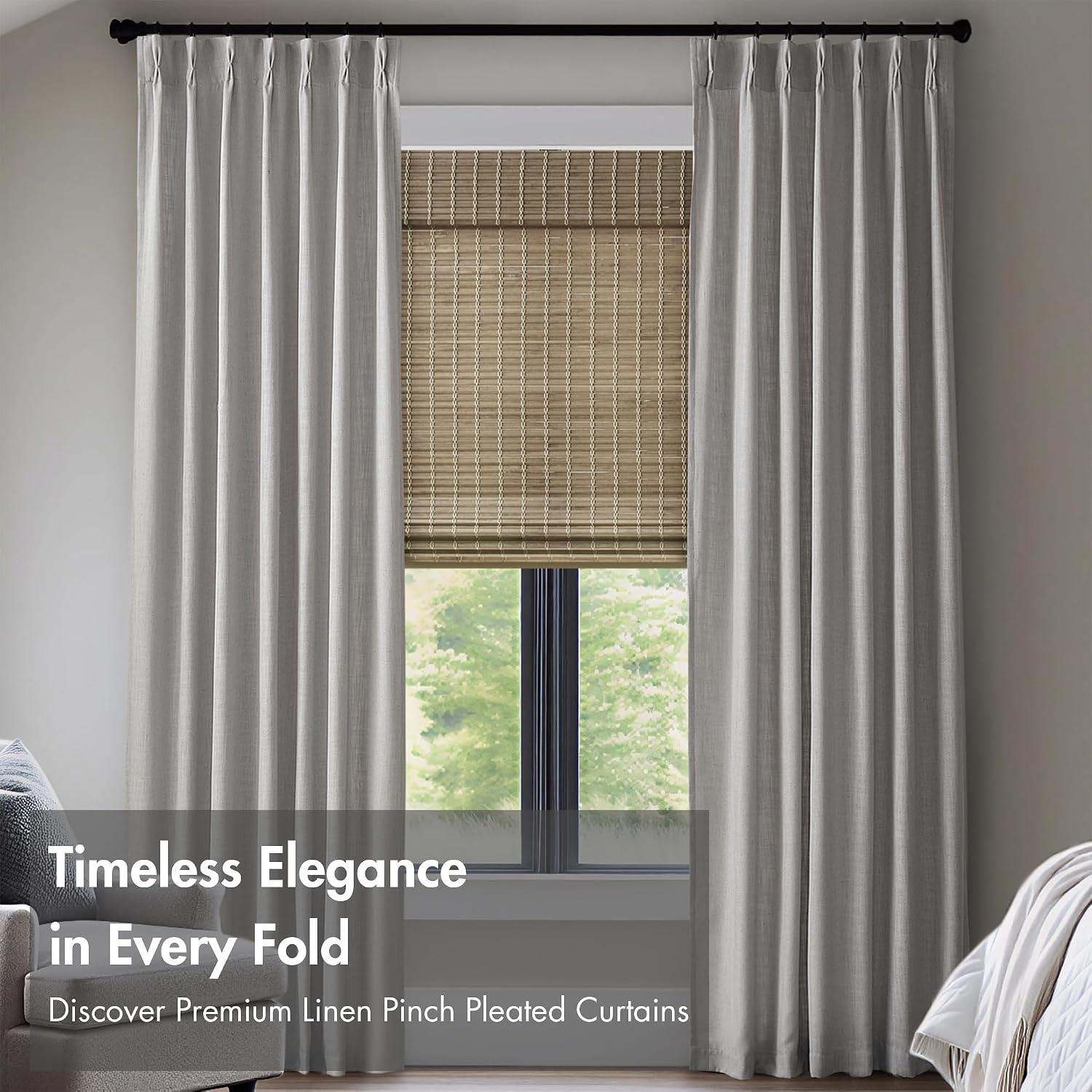 image:imageMadison Park Pinch Pleated Curtains Soft Light Filtering 2PK 40x96 WhiteGrey