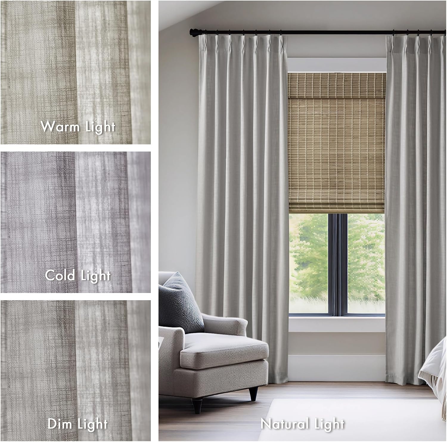 image:imageMadison Park Pinch Pleated Curtains Soft Light Filtering 2PK 40x96 WhiteGrey