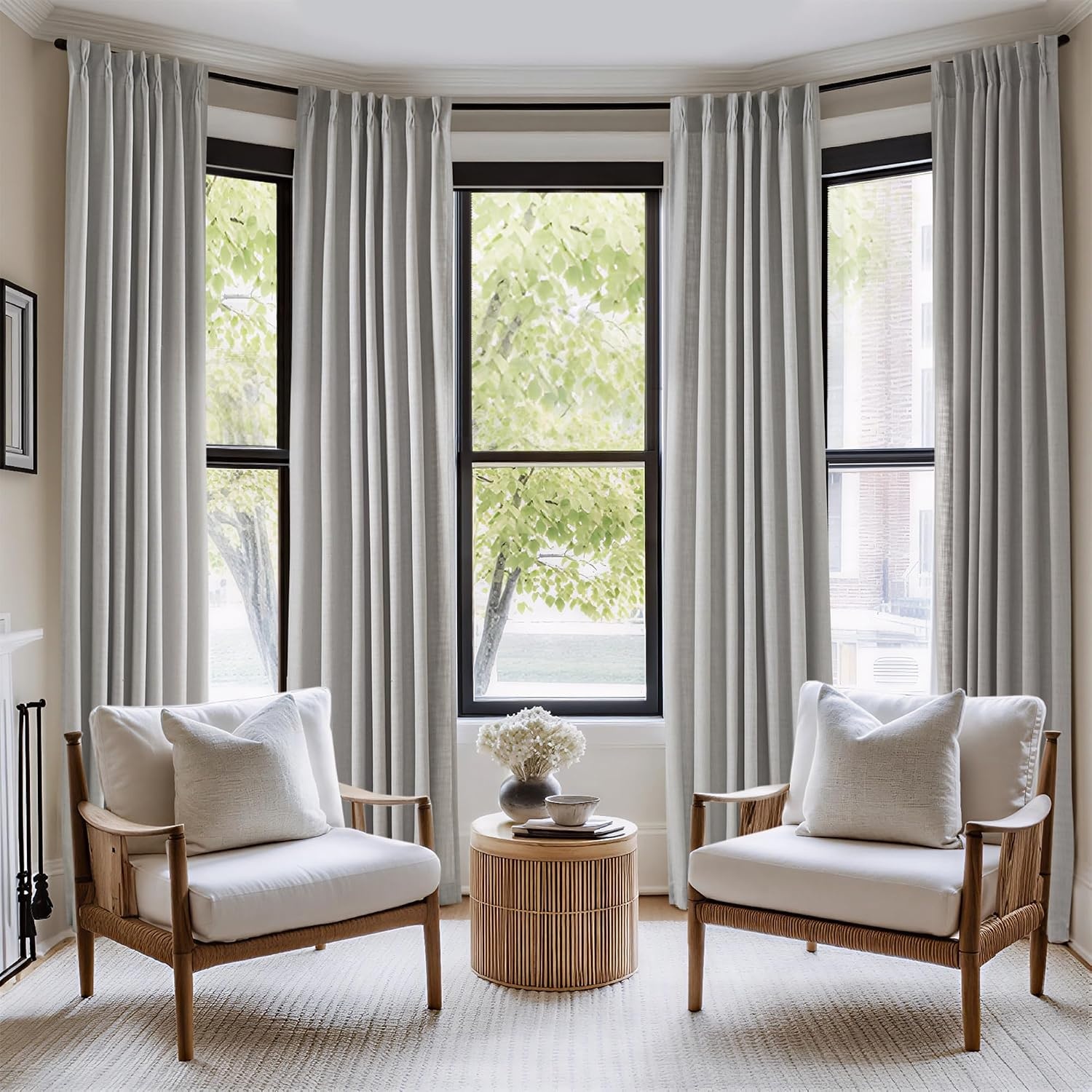 image:imageMadison Park Pinch Pleated Curtains Soft Light Filtering 2PK 40x96 WhiteGrey
