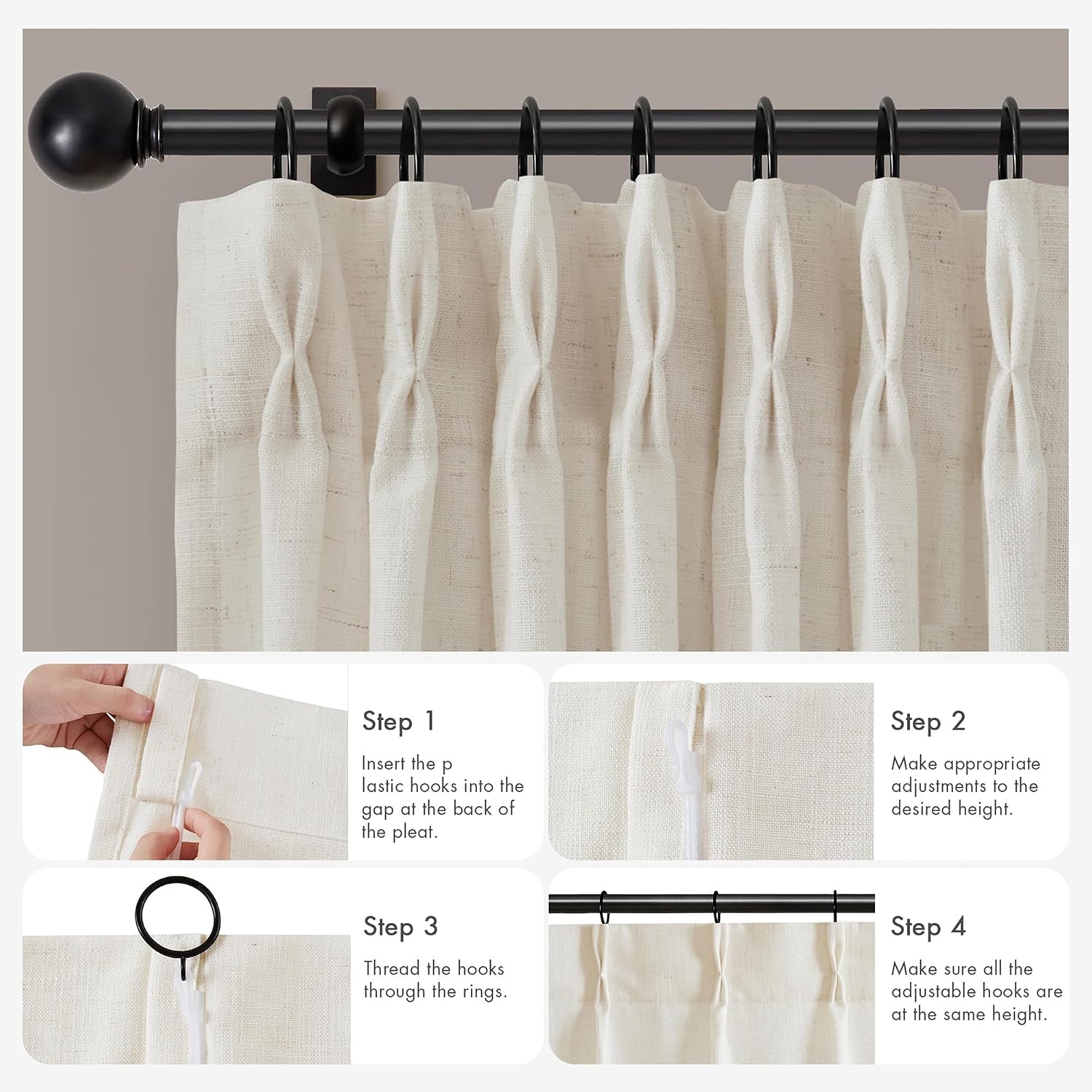 image:imageMadison Park Pinch Pleated Curtains Soft Light Filtering 2PK 40x96 WhiteIvory