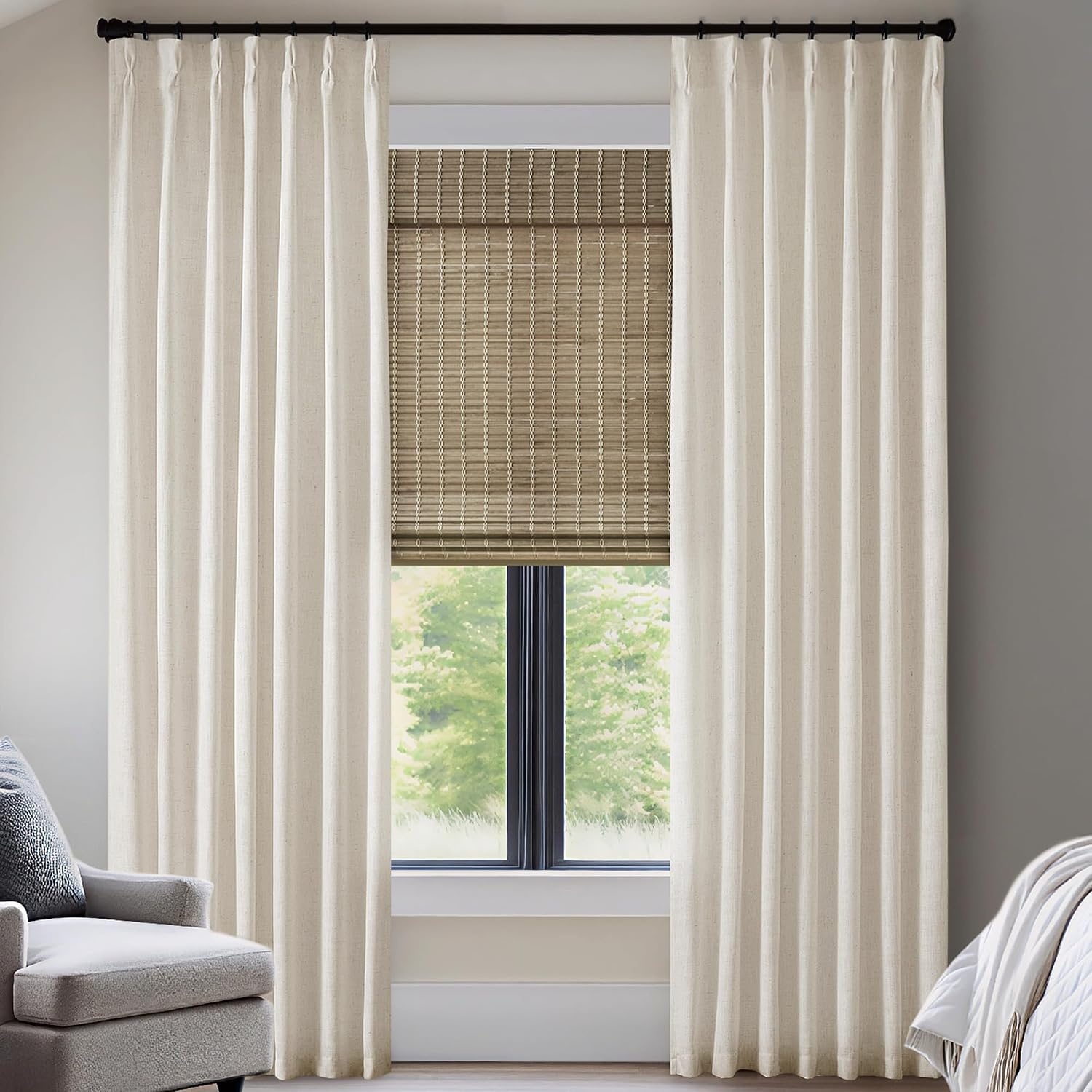 image:imageMadison Park Pinch Pleated Curtains Soft Light Filtering 2PK 40x96 WhiteIvory