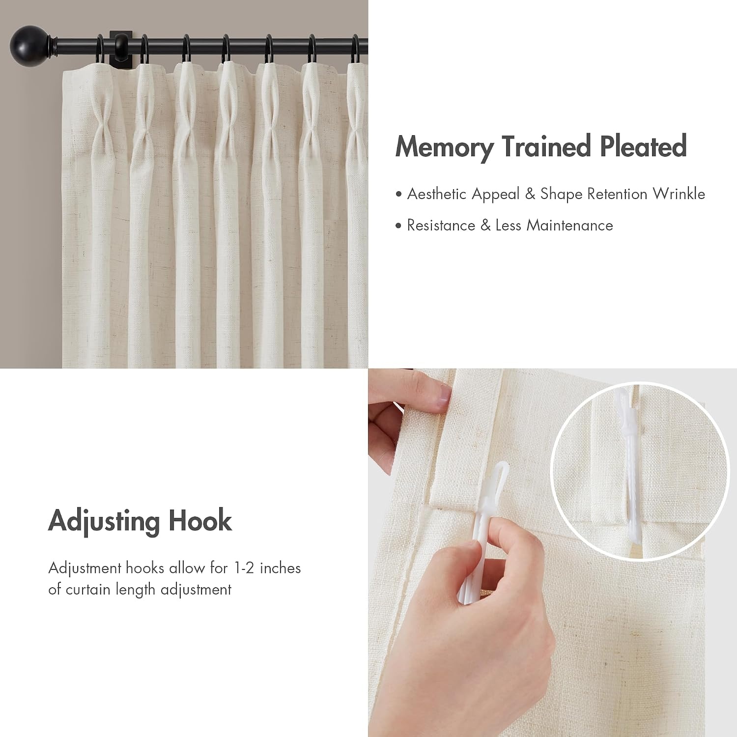 image:imageMadison Park Pinch Pleated Curtains Soft Light Filtering 2PK 40x96 WhiteIvory