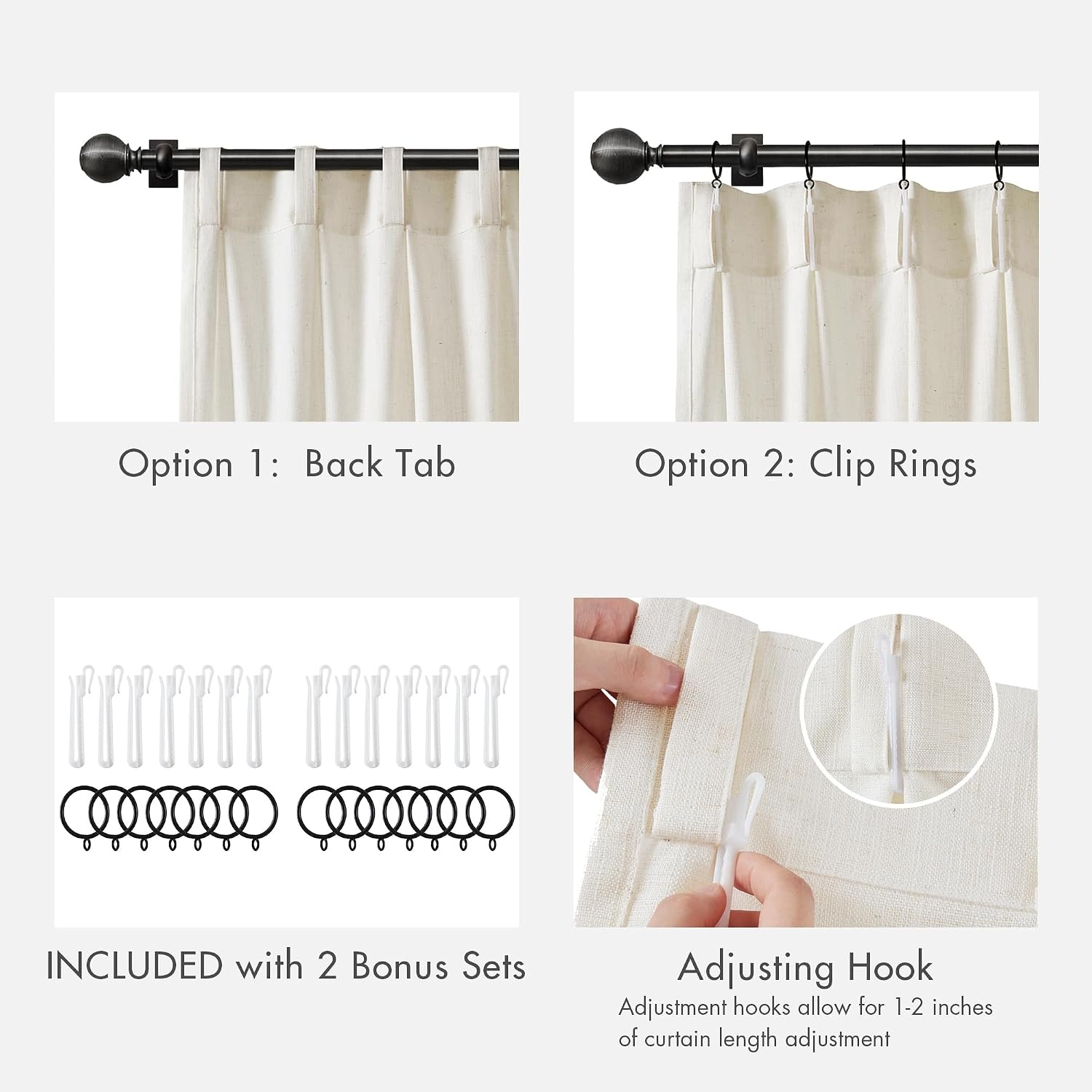 image:imageMadison Park Pinch Pleated Curtains Soft Light Filtering 2PK 40x96 WhiteIvory