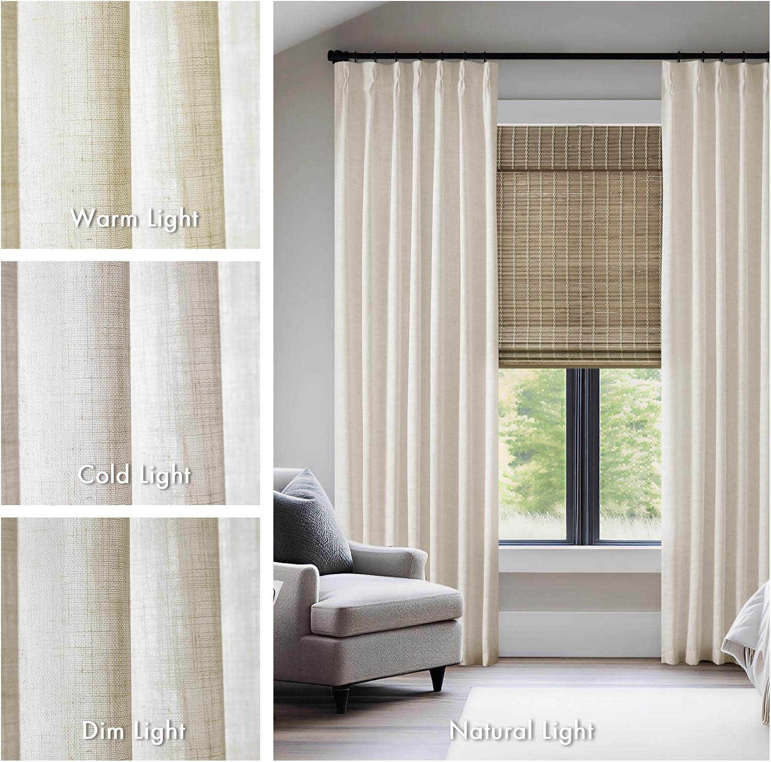 image:imageMadison Park Pinch Pleated Curtains Soft Light Filtering 2PK 40x96 WhiteIvory
