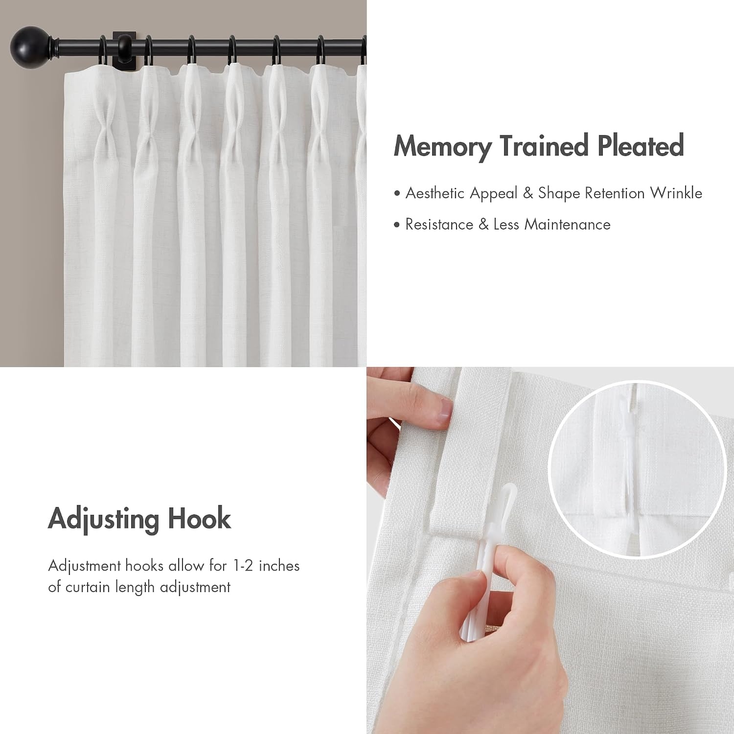 image:imageMadison Park Pinch Pleated Curtains Soft Light Filtering 2PK 40x96 WhiteWhite
