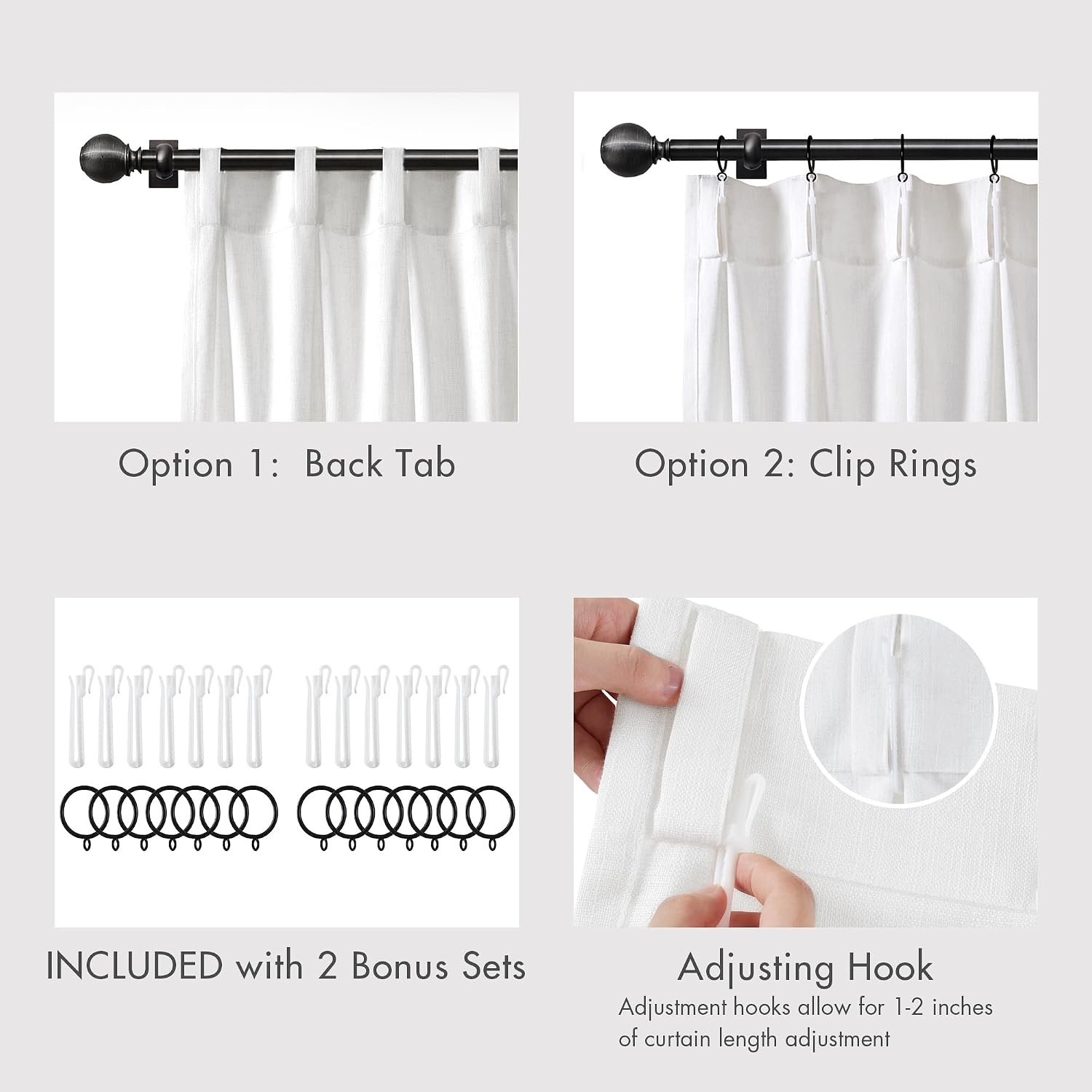 image:imageMadison Park Pinch Pleated Curtains Soft Light Filtering 2PK 40x96 WhiteWhite