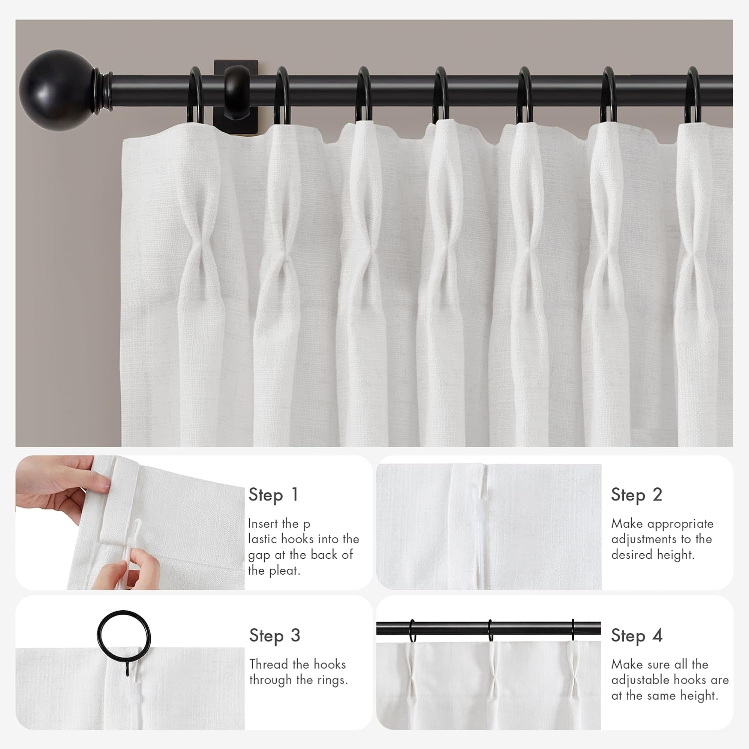 image:imageMadison Park Pinch Pleated Curtains Soft Light Filtering 2PK 40x96 WhiteWhite