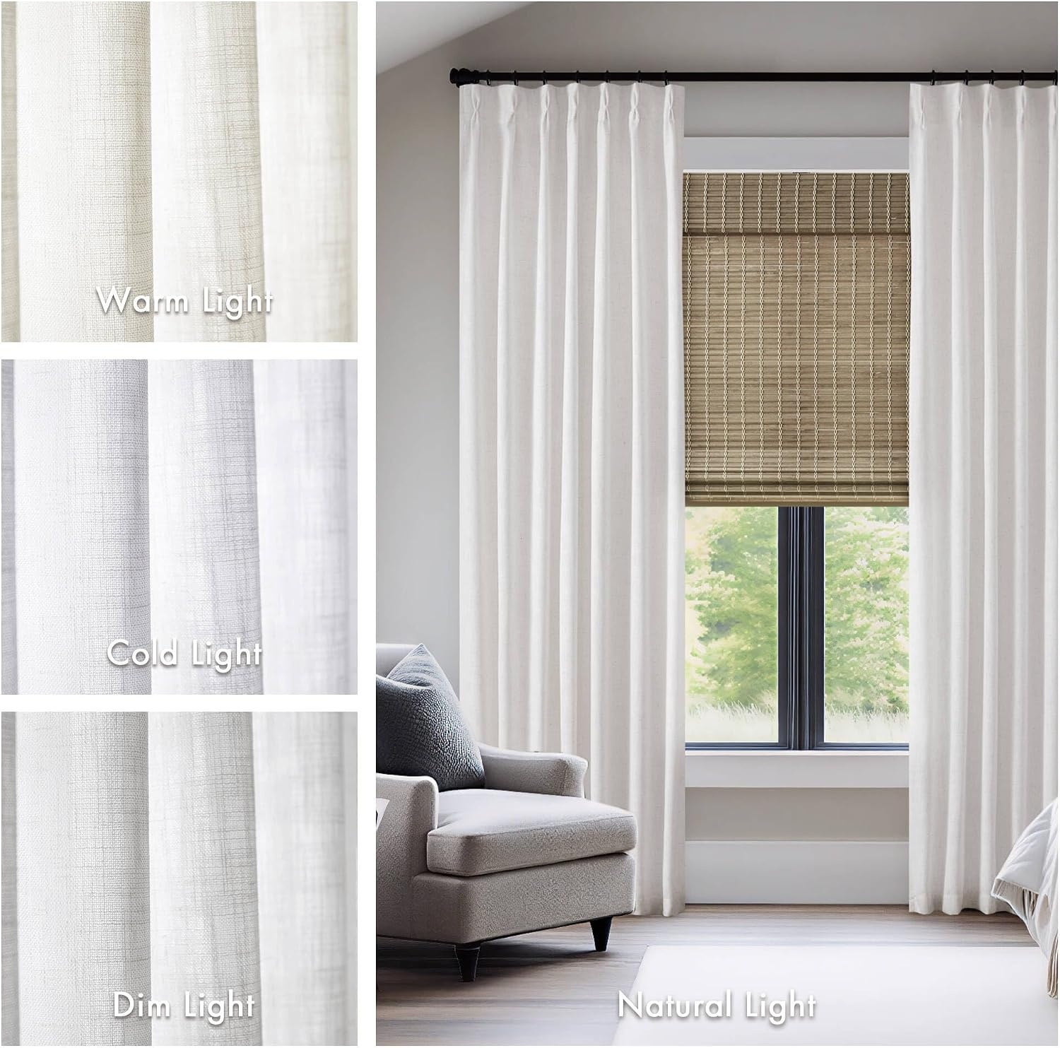 image:imageMadison Park Pinch Pleated Curtains Soft Light Filtering 2PK 40x96 WhiteWhite